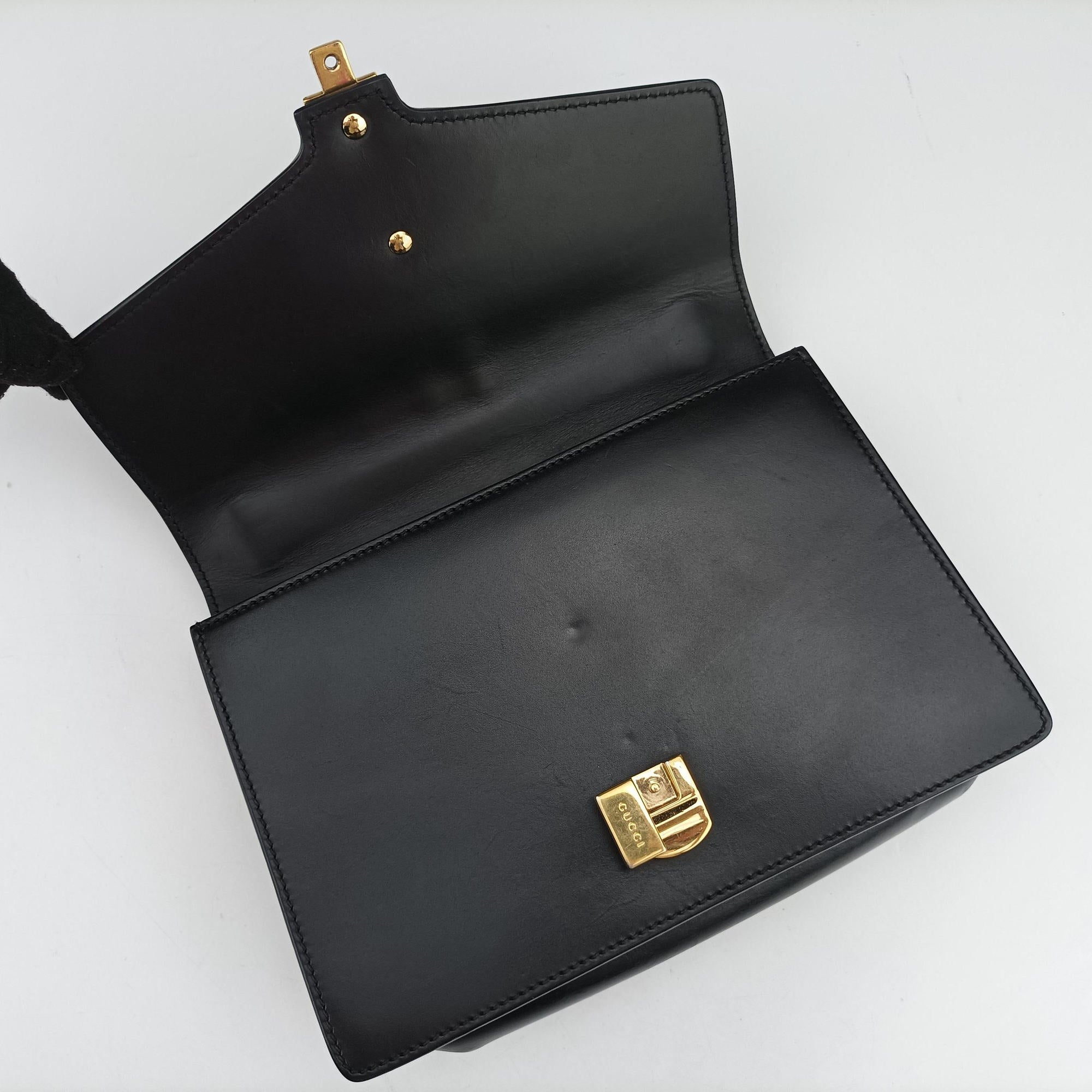 Pre-owned Gucci Sylvie Black×GREEN×RED Leather 421882 shoulderbag | stylenewstar