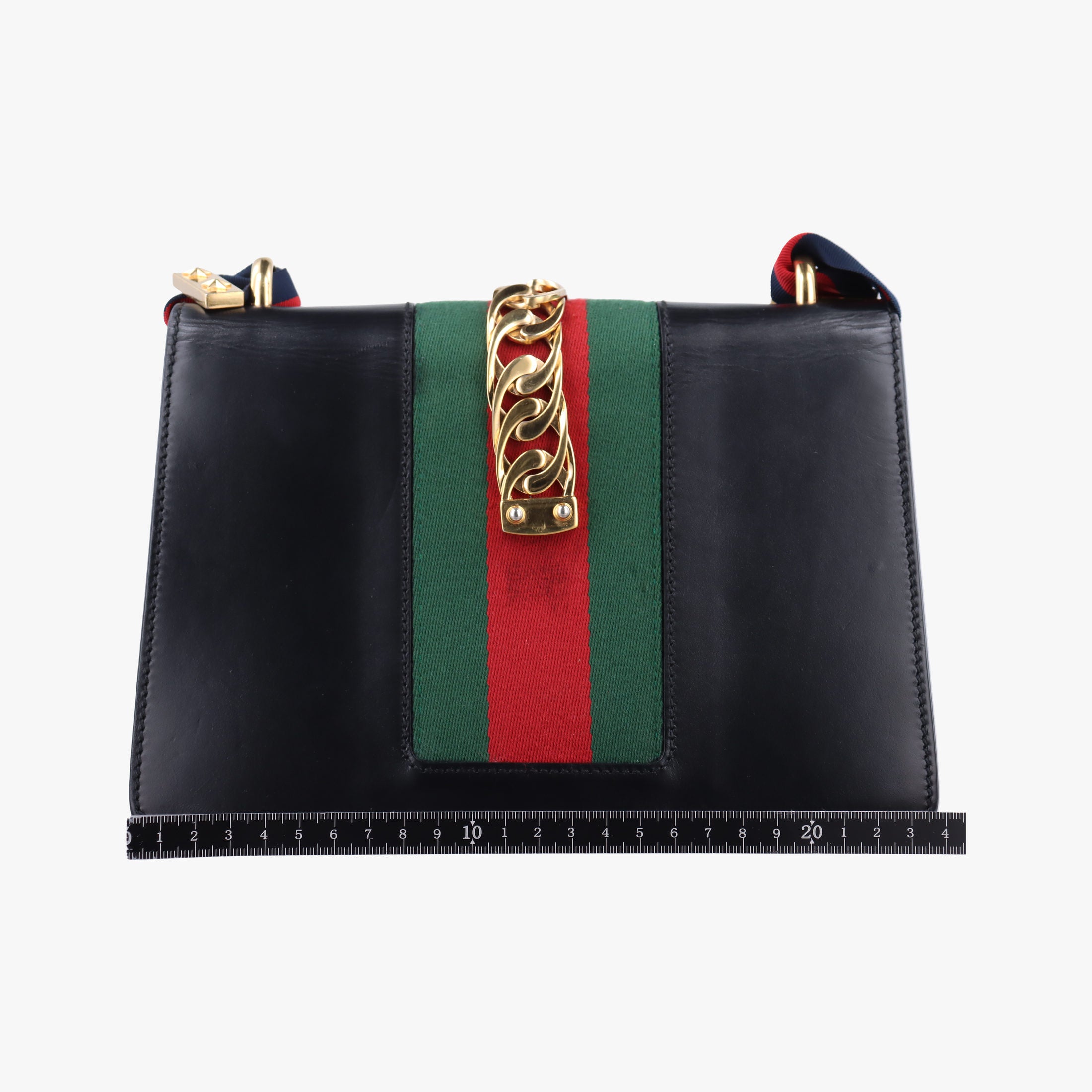 Pre-owned Gucci Sylvie Black×GREEN×RED Leather 421882 shoulderbag | stylenewstar