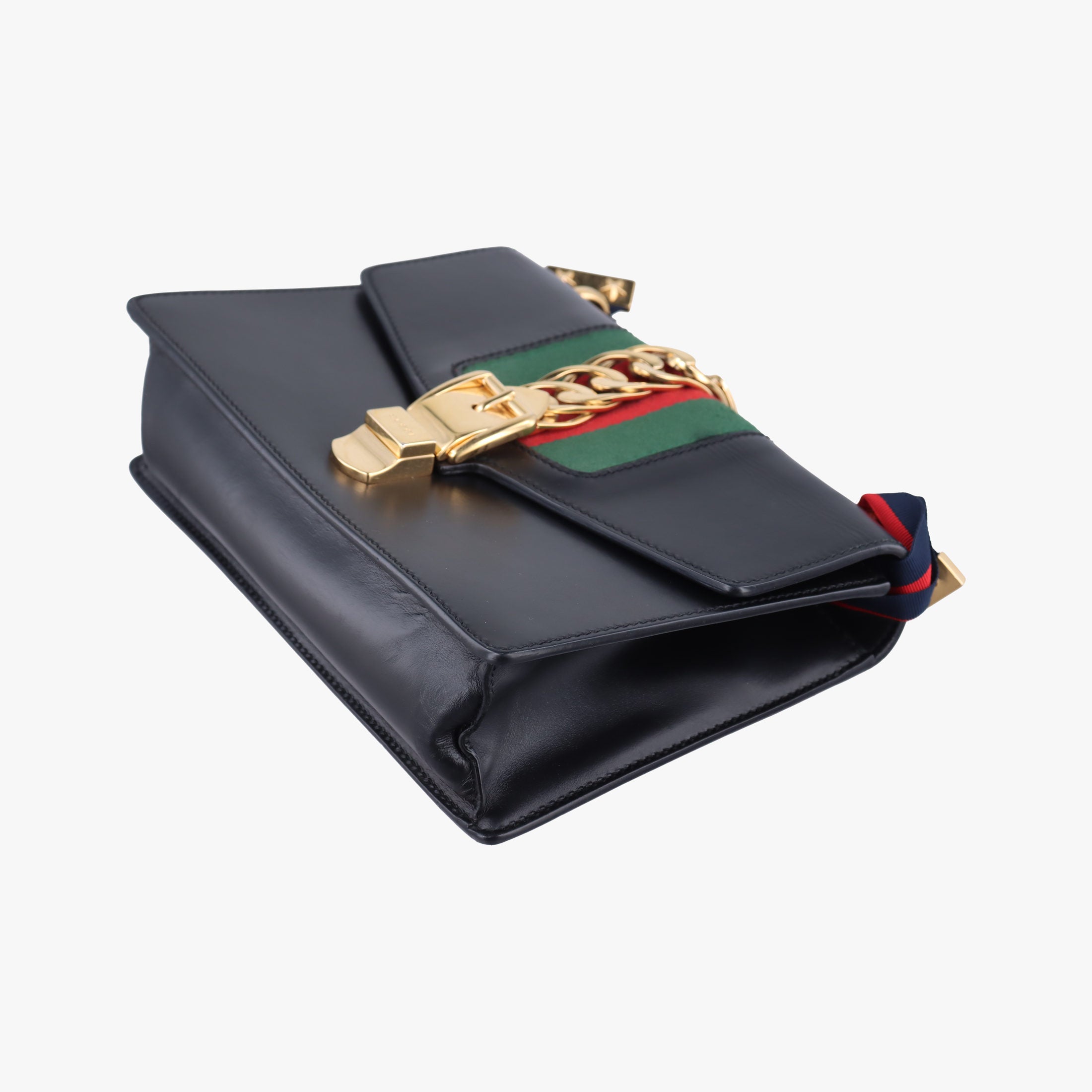 Pre-owned Gucci Sylvie Black×GREEN×RED Leather 421882 shoulderbag | stylenewstar