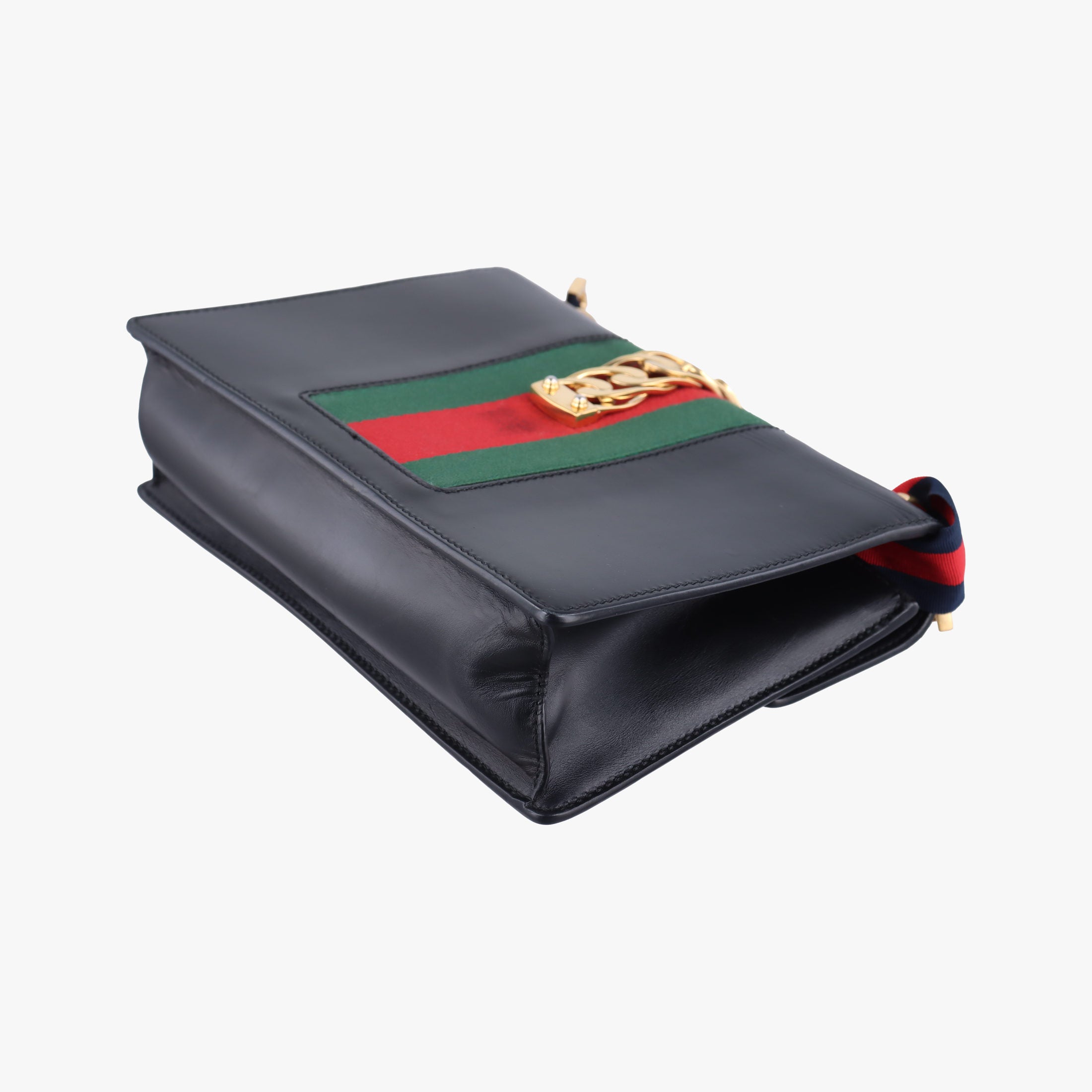 Pre-owned Gucci Sylvie Black×GREEN×RED Leather 421882 shoulderbag | stylenewstar