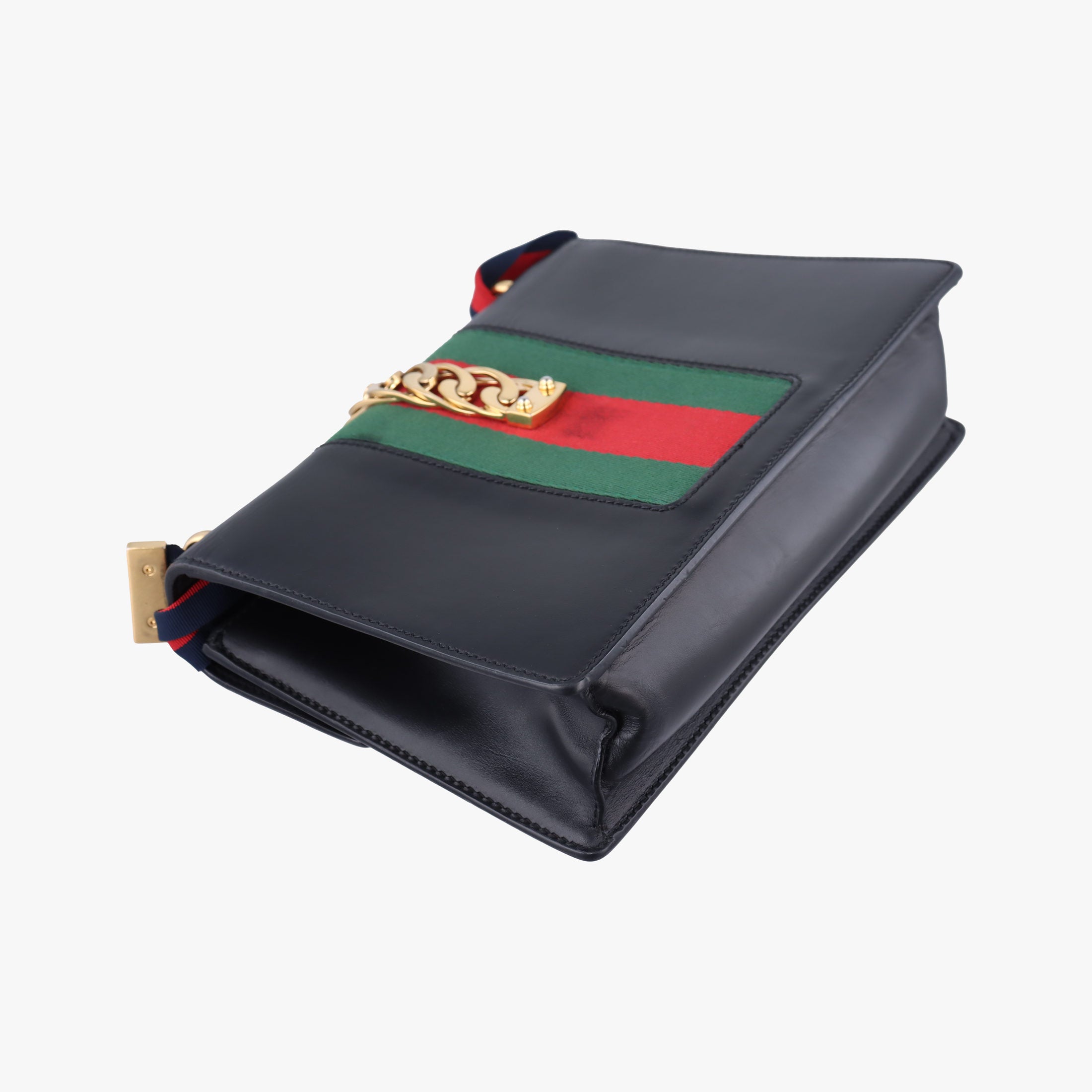 Pre-owned Gucci Sylvie Black×GREEN×RED Leather 421882 shoulderbag | stylenewstar