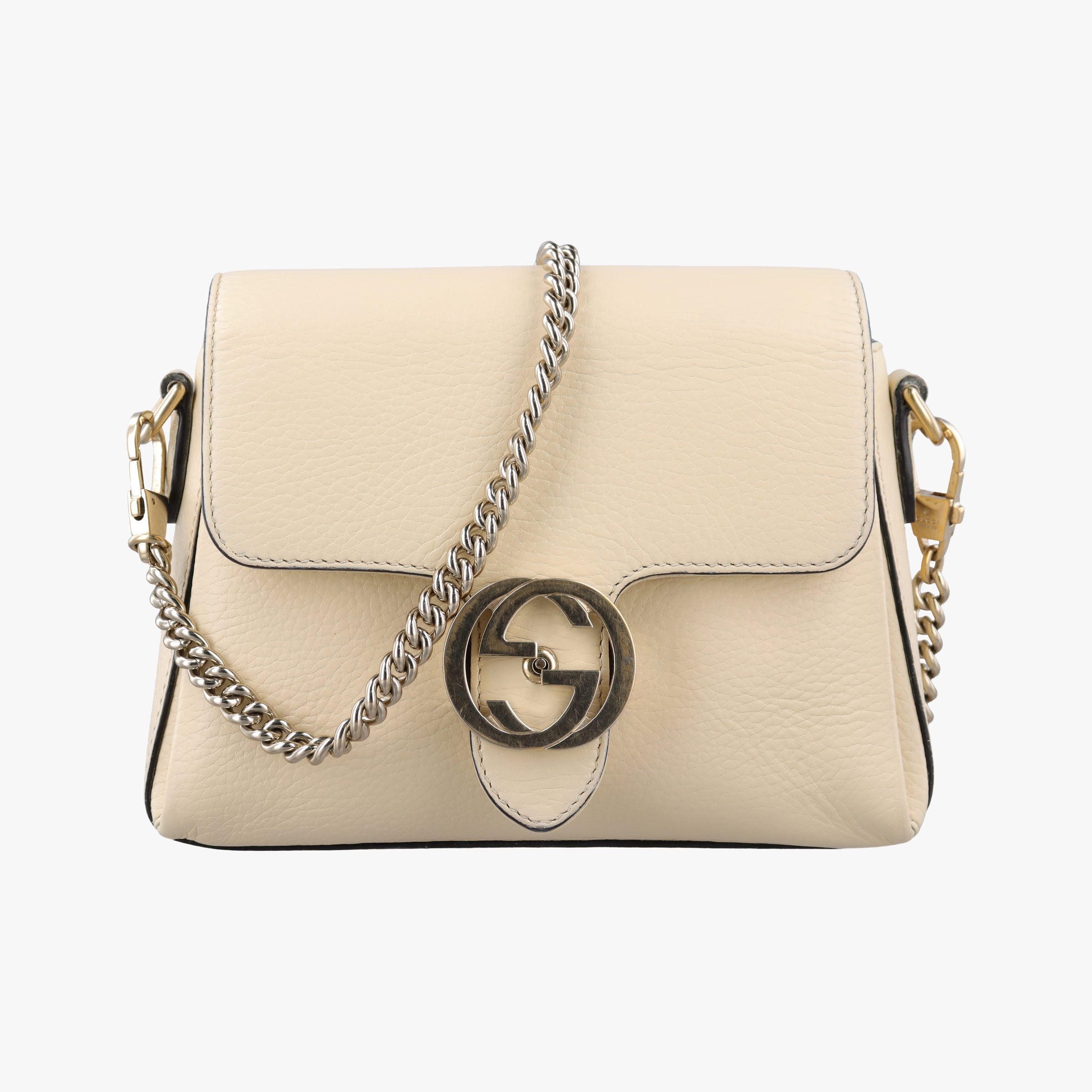 Pre-owned Gucci Interlocking G Ivory Leather 607720 shoulderbag | stylenewstar