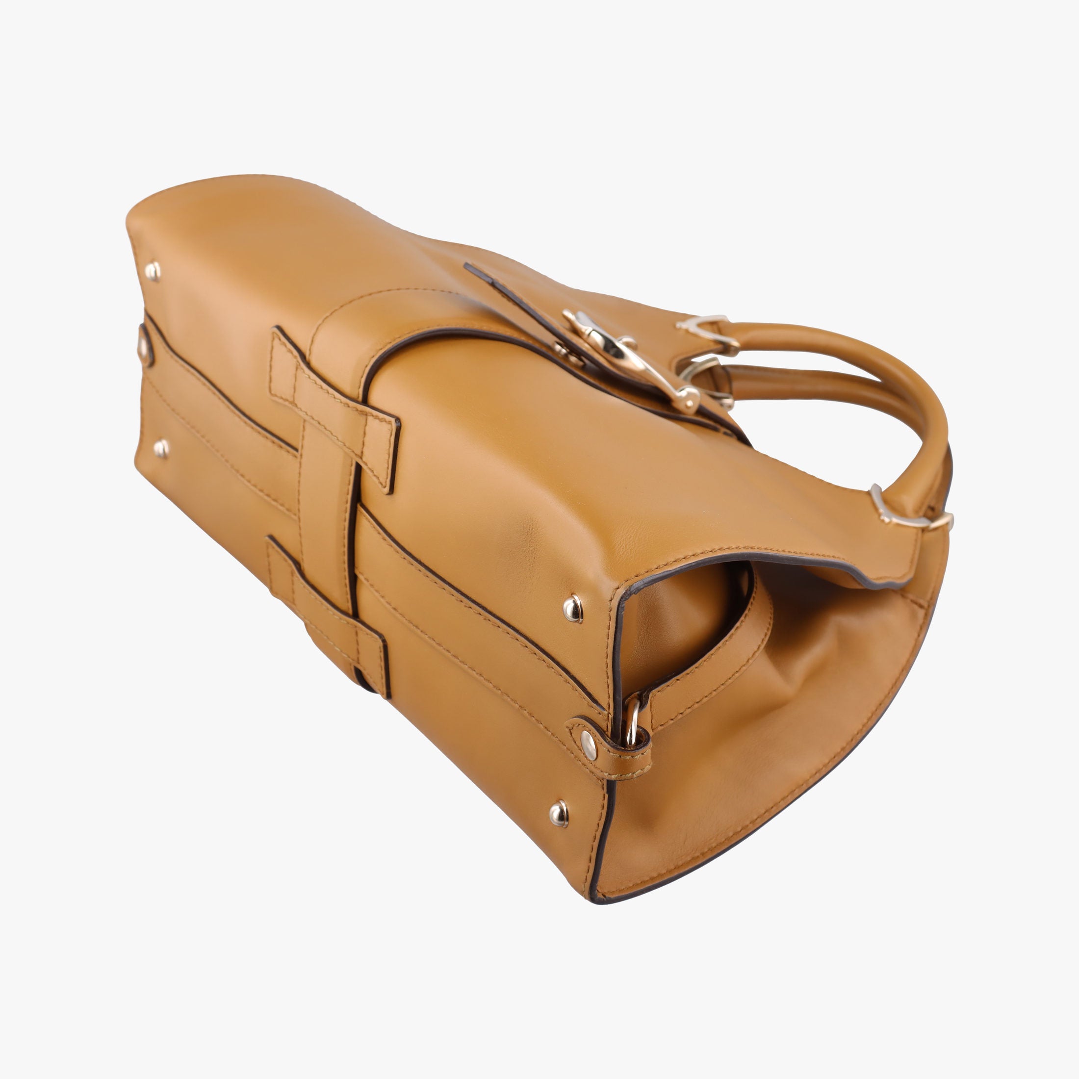 Pre-owned Gucci Stirrup Brown Leather 277514 handbag | stylenewstar
