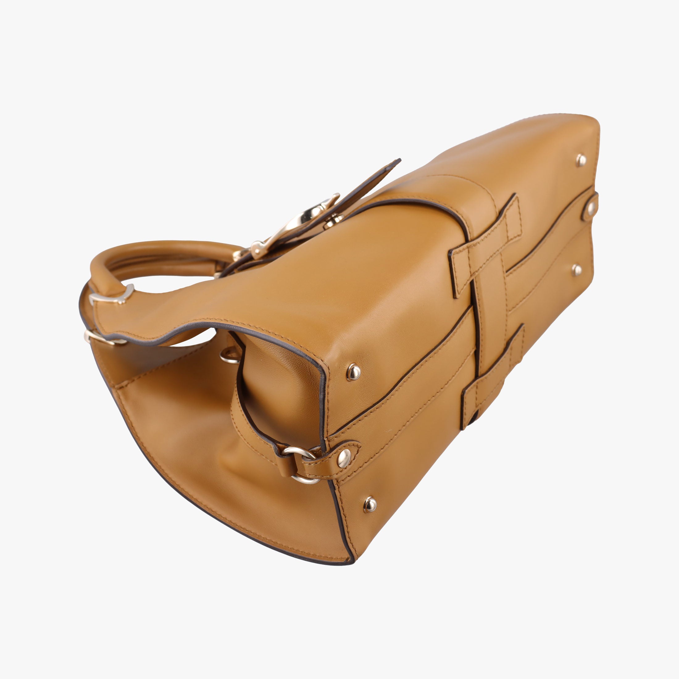 Pre-owned Gucci Stirrup Brown Leather 277514 handbag | stylenewstar