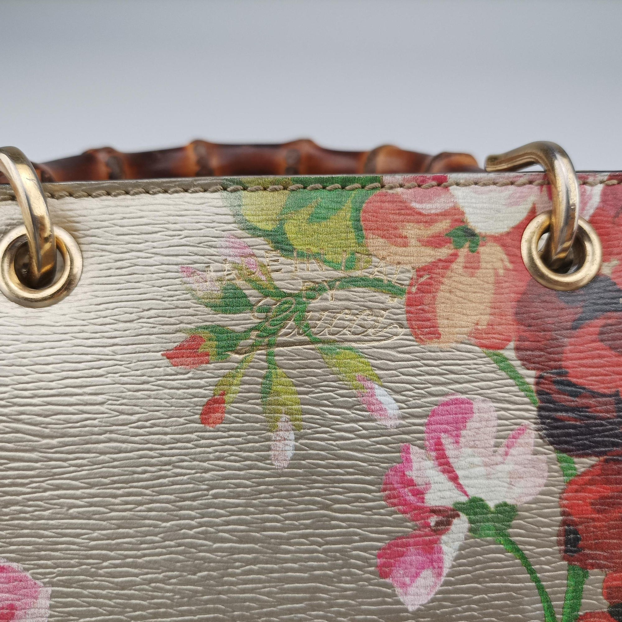 Pre-owned Gucci Bamboo Shopper Golden×Multicolour Leather 368823 shoulderbag | stylenewstar