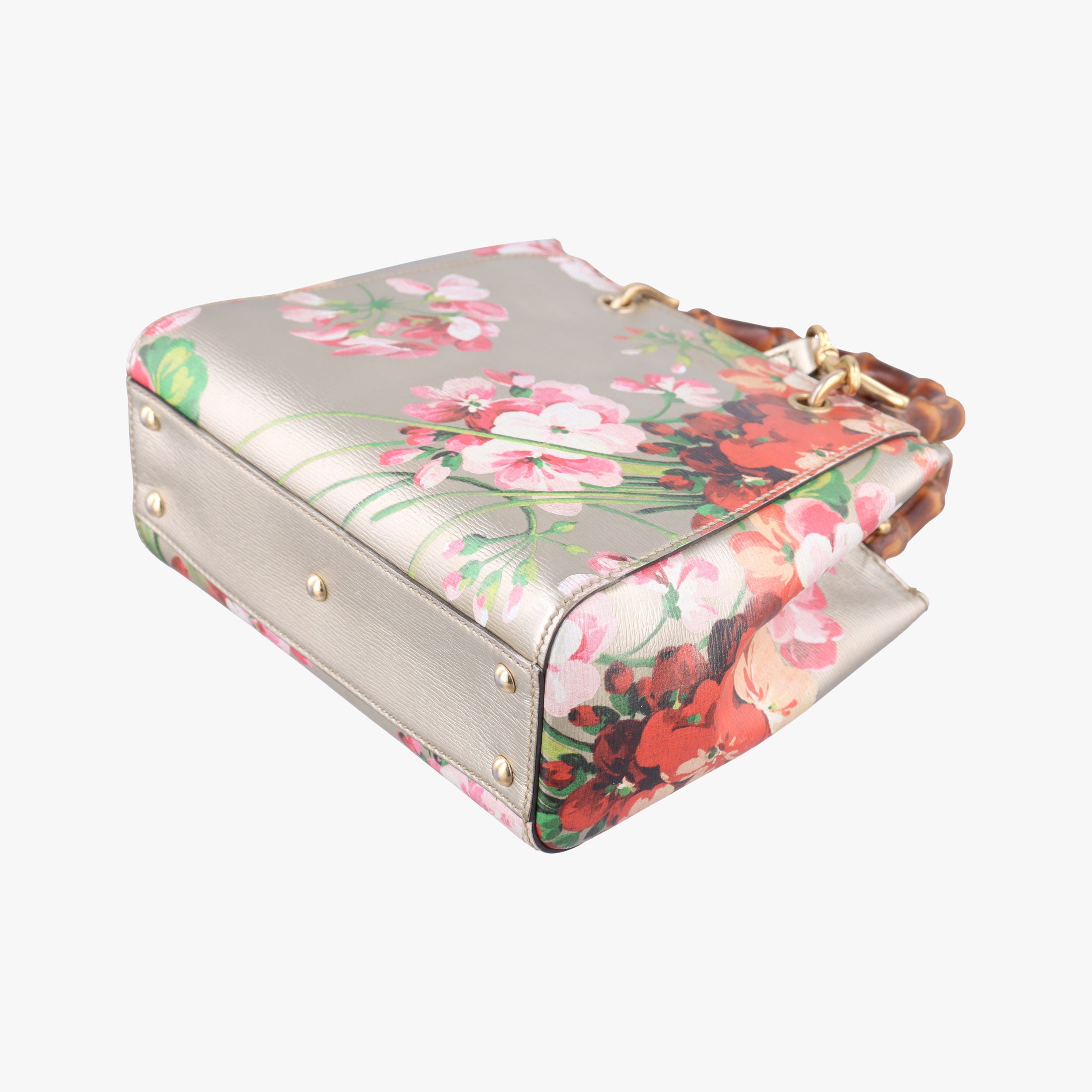 Pre-owned Gucci Bamboo Shopper Golden×Multicolour Leather 368823 shoulderbag | stylenewstar