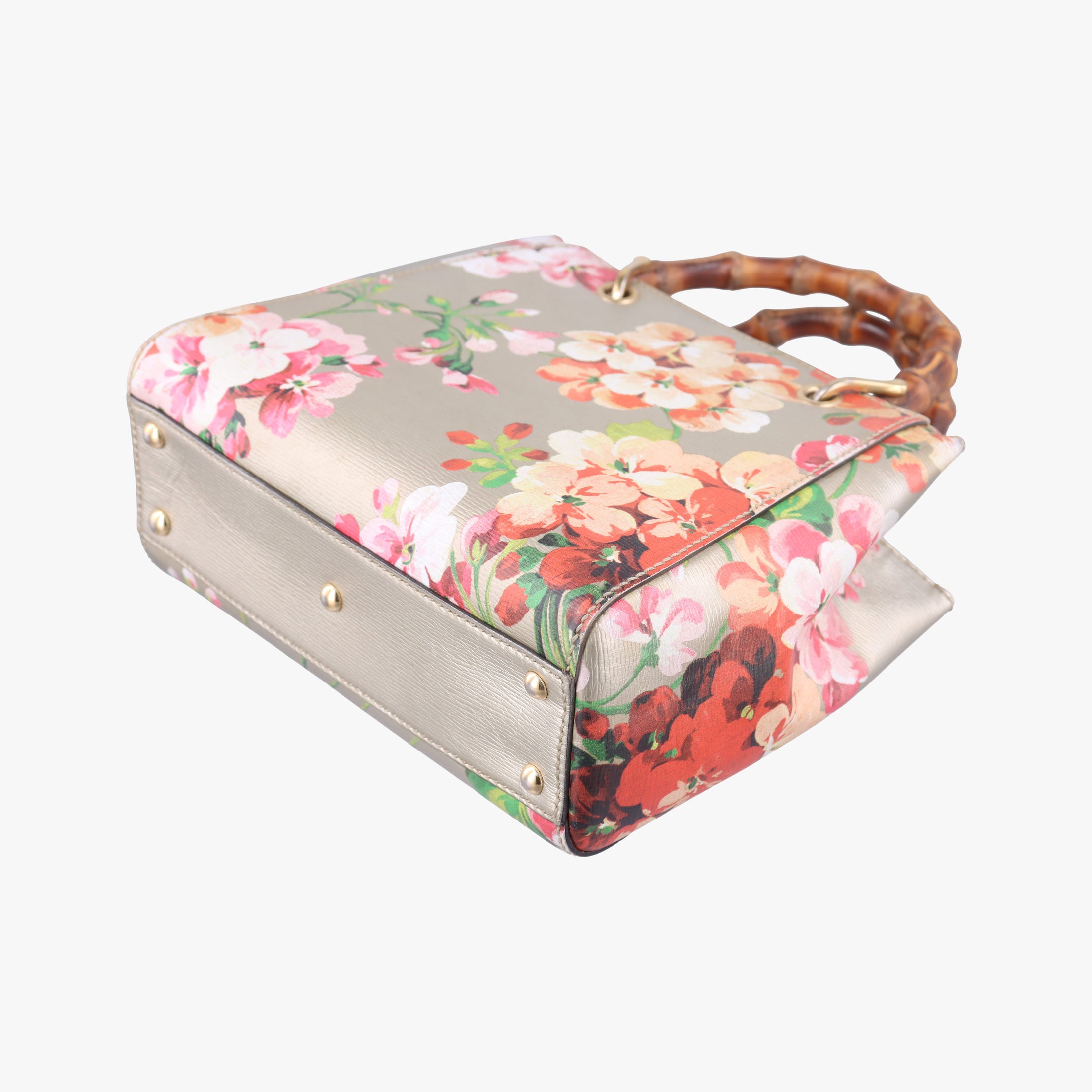 Pre-owned Gucci Bamboo Shopper Golden×Multicolour Leather 368823 shoulderbag | stylenewstar