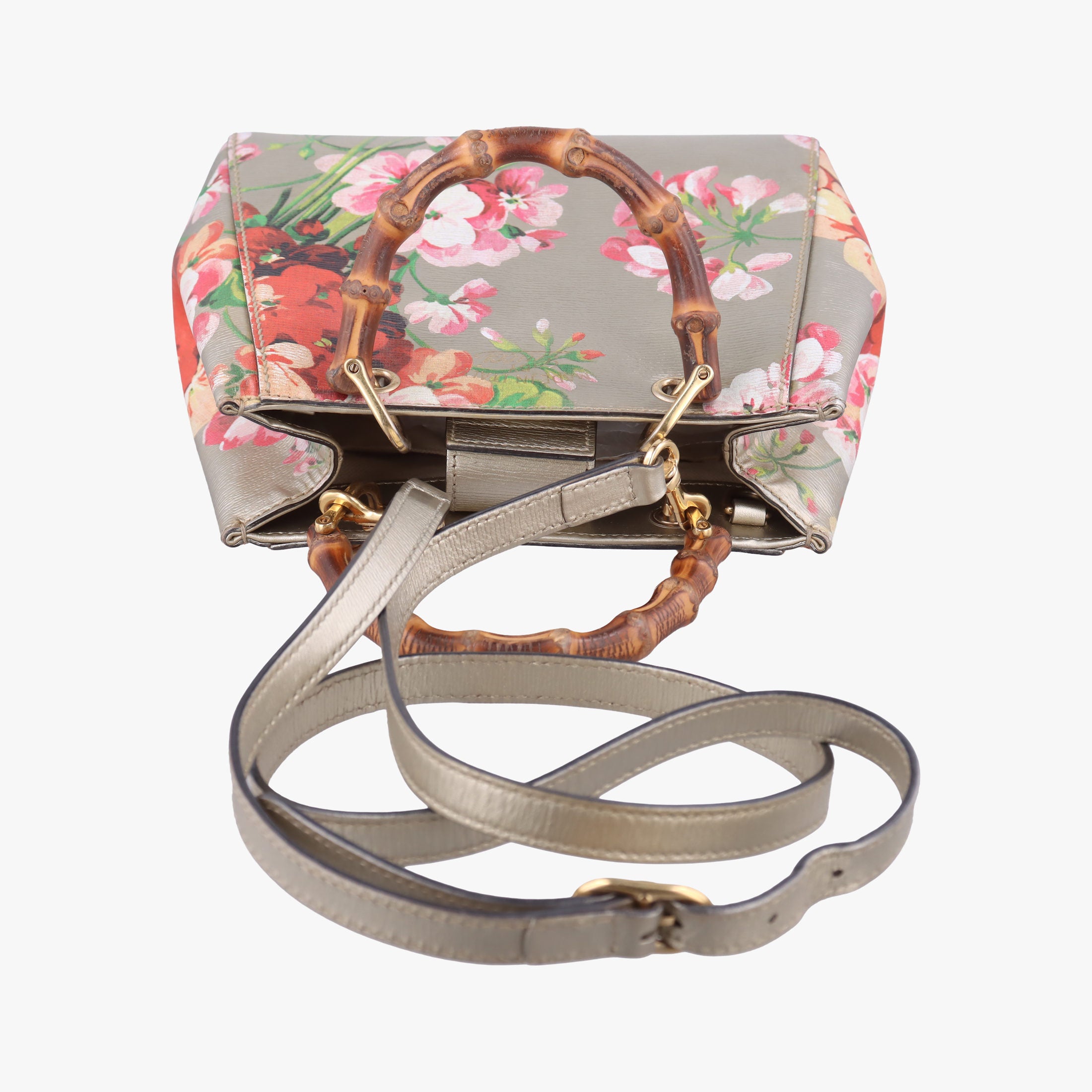 Pre-owned Gucci Bamboo Shopper Golden×Multicolour Leather 368823 shoulderbag | stylenewstar