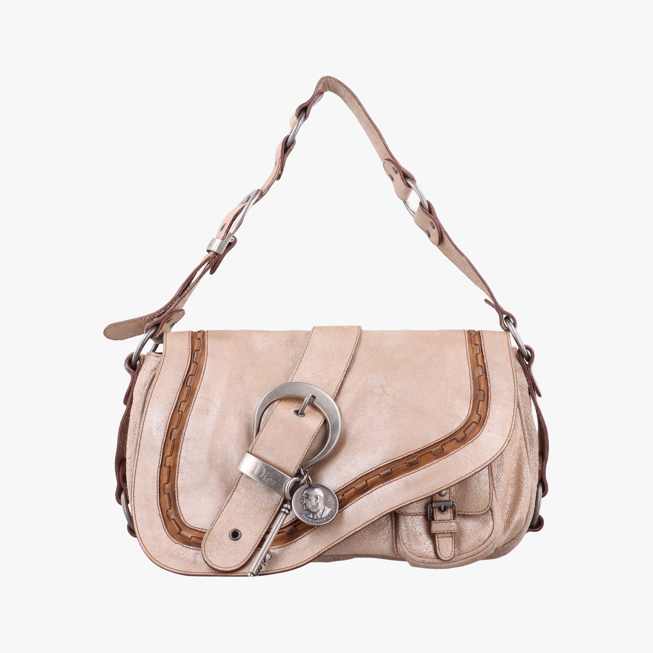 Vintage Christian Dior Gaucho Beige Leather  shoulderbag | stylenewstar