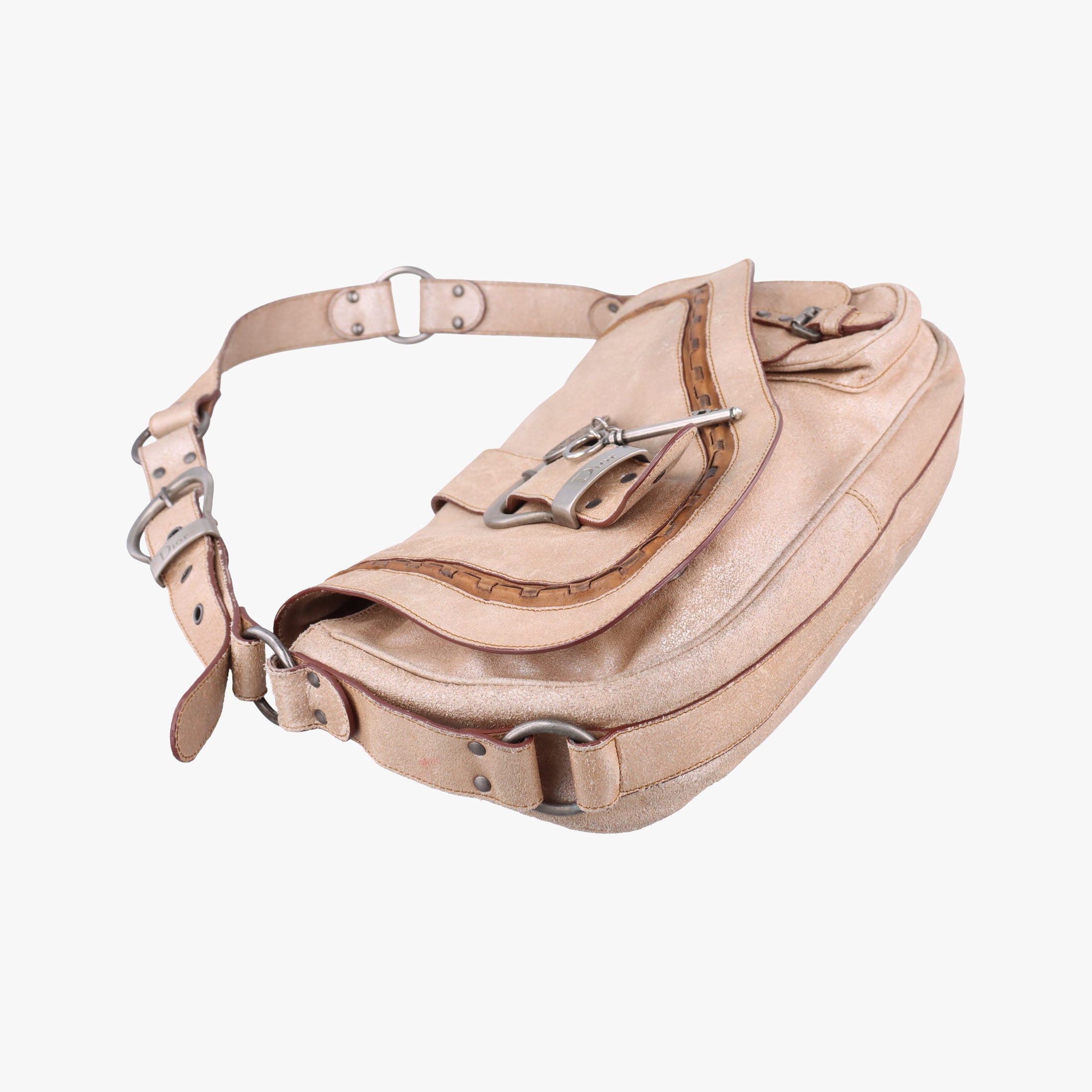 Vintage Christian Dior Gaucho Beige Leather  shoulderbag | stylenewstar