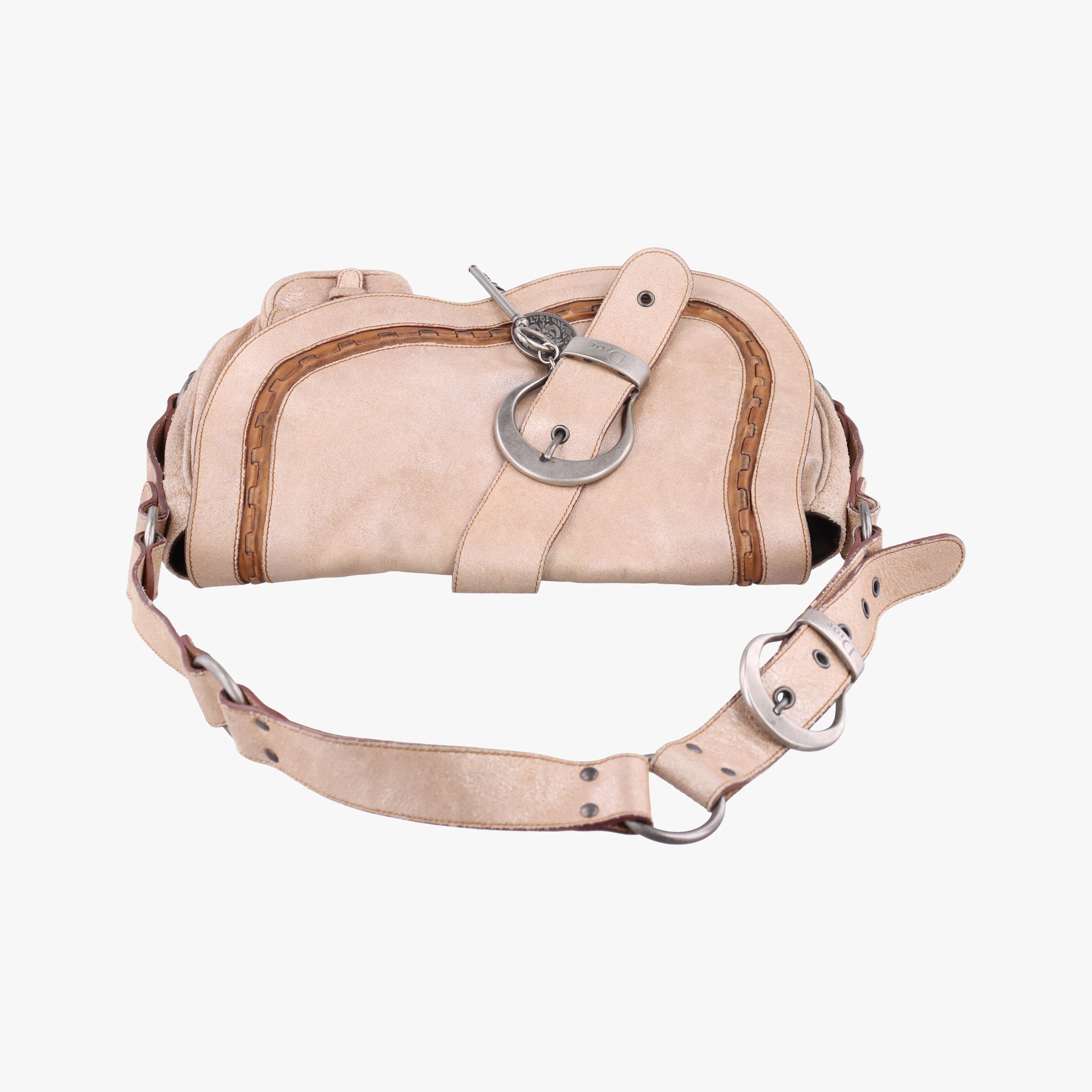 Vintage Christian Dior Gaucho Beige Leather  shoulderbag | stylenewstar