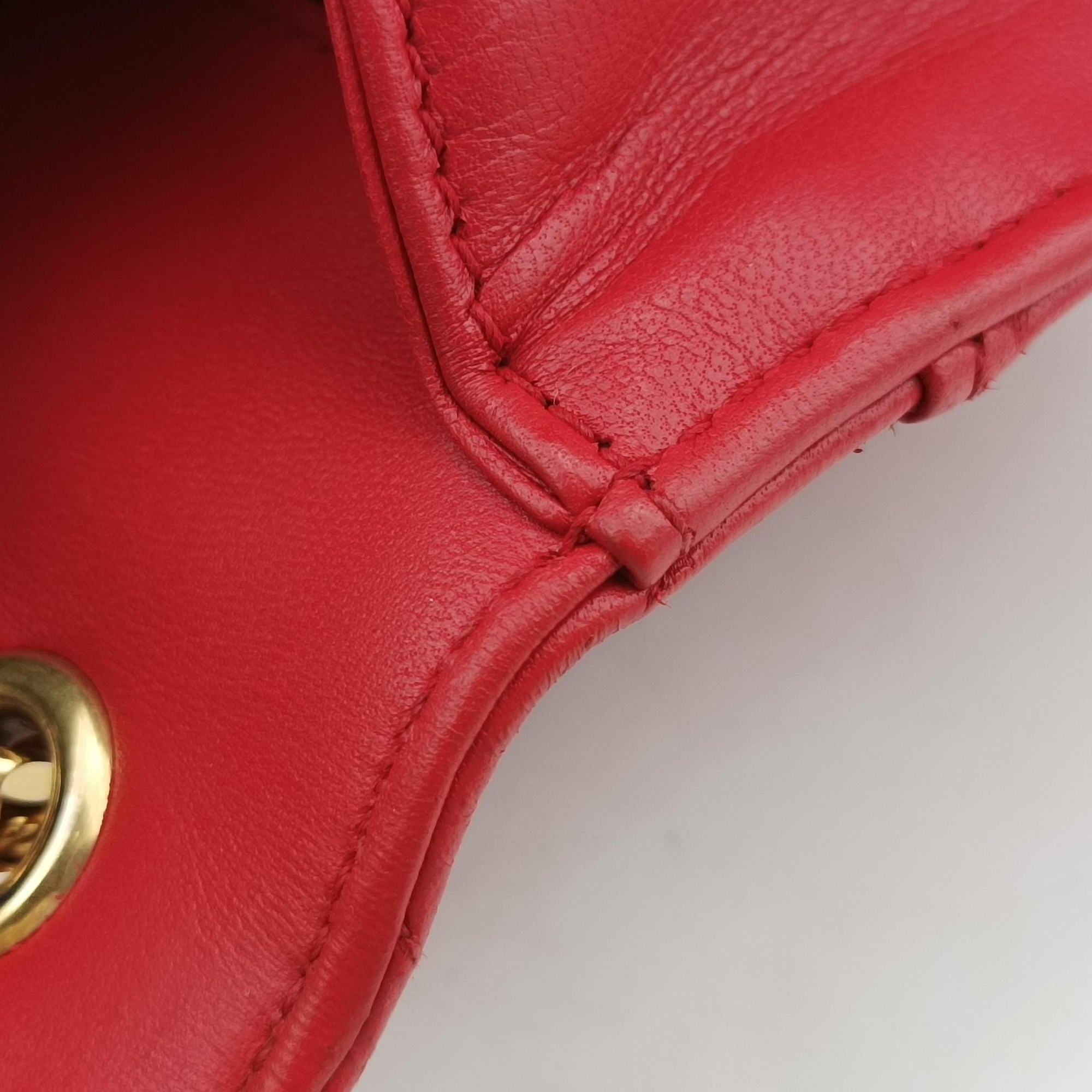 Pre-owned Yves Saint Laurent Monogram Envelope Red Leather 381668 shoulderbag | stylenewstar