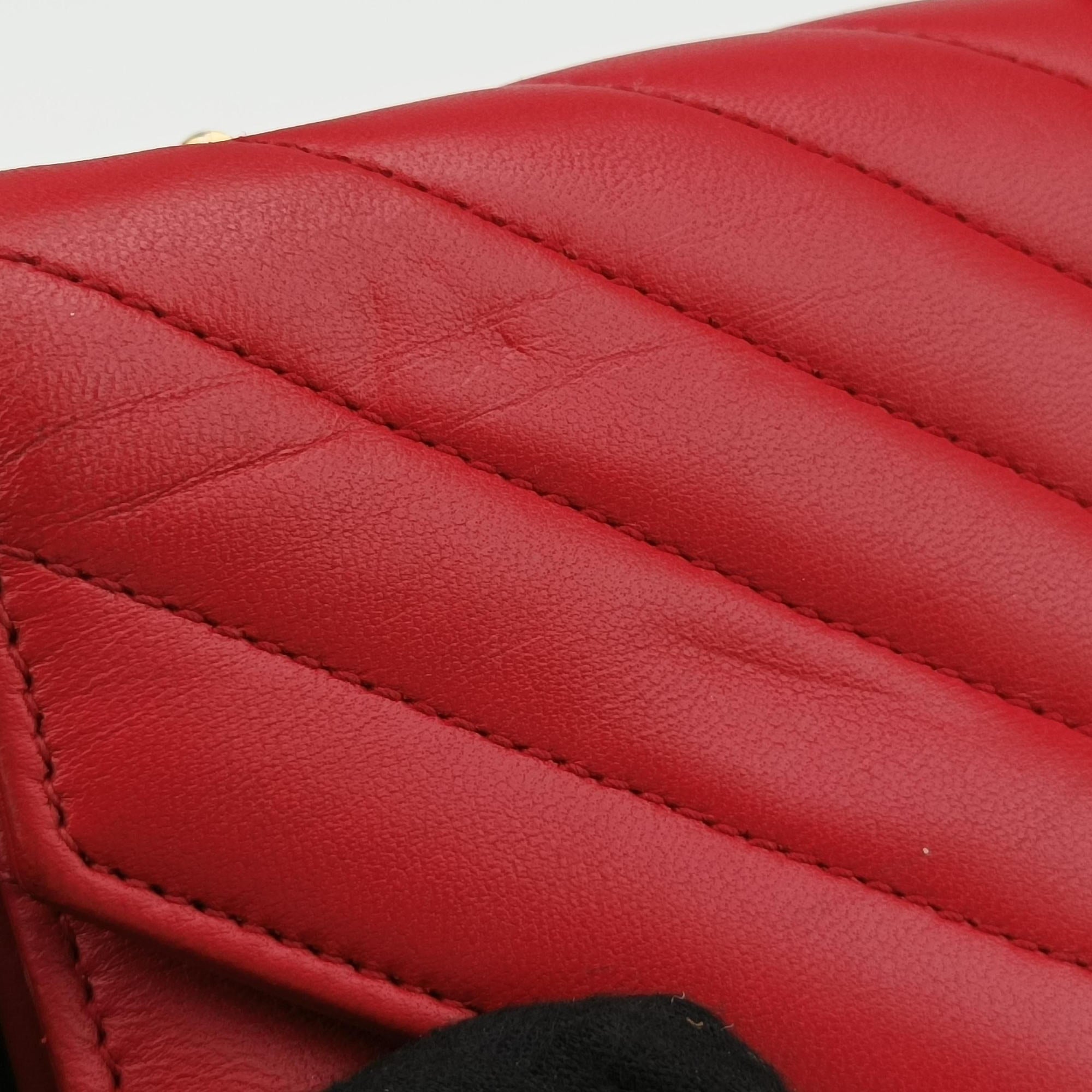 Pre-owned Yves Saint Laurent Monogram Envelope Red Leather 381668 shoulderbag | stylenewstar