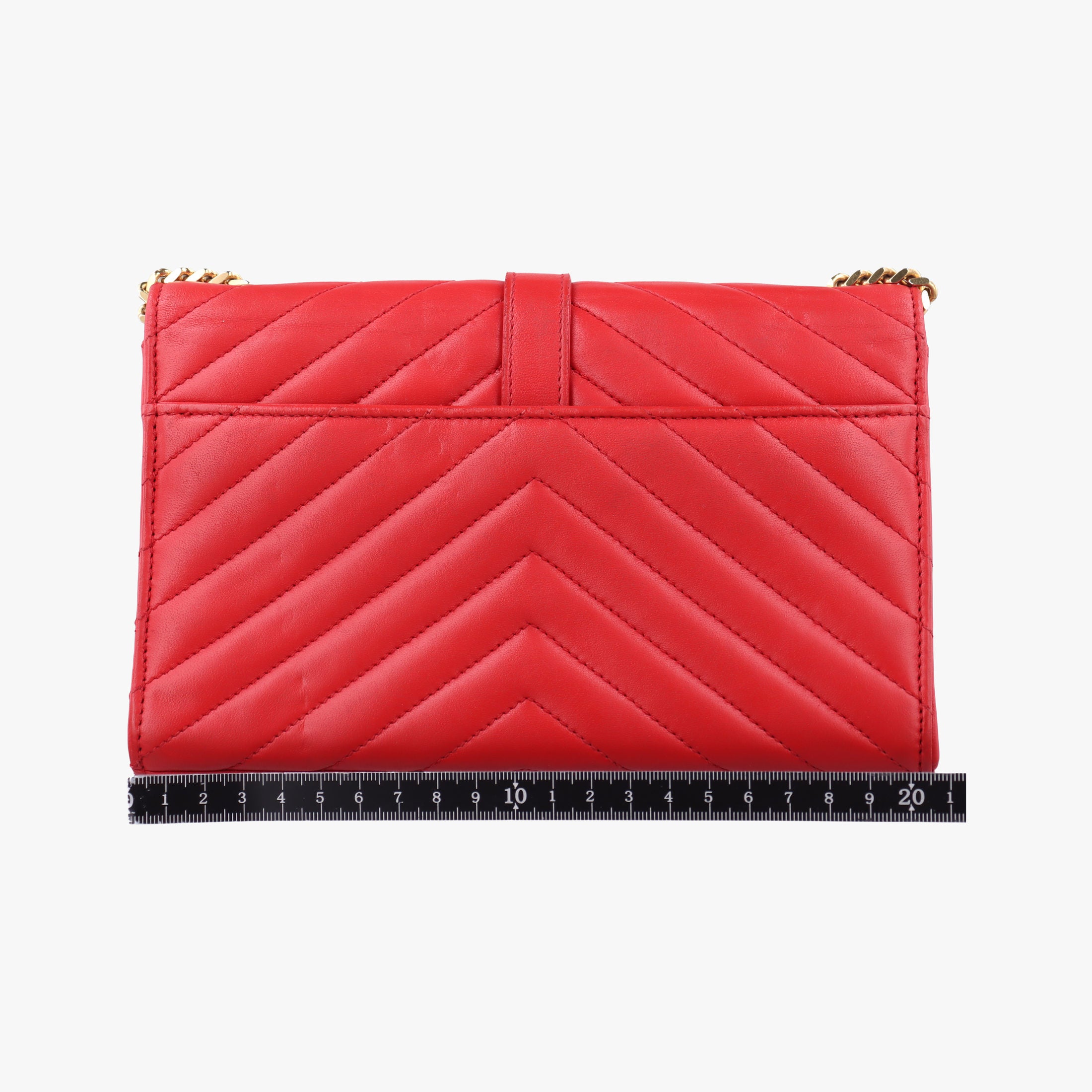Pre-owned Yves Saint Laurent Monogram Envelope Red Leather 381668 shoulderbag | stylenewstar