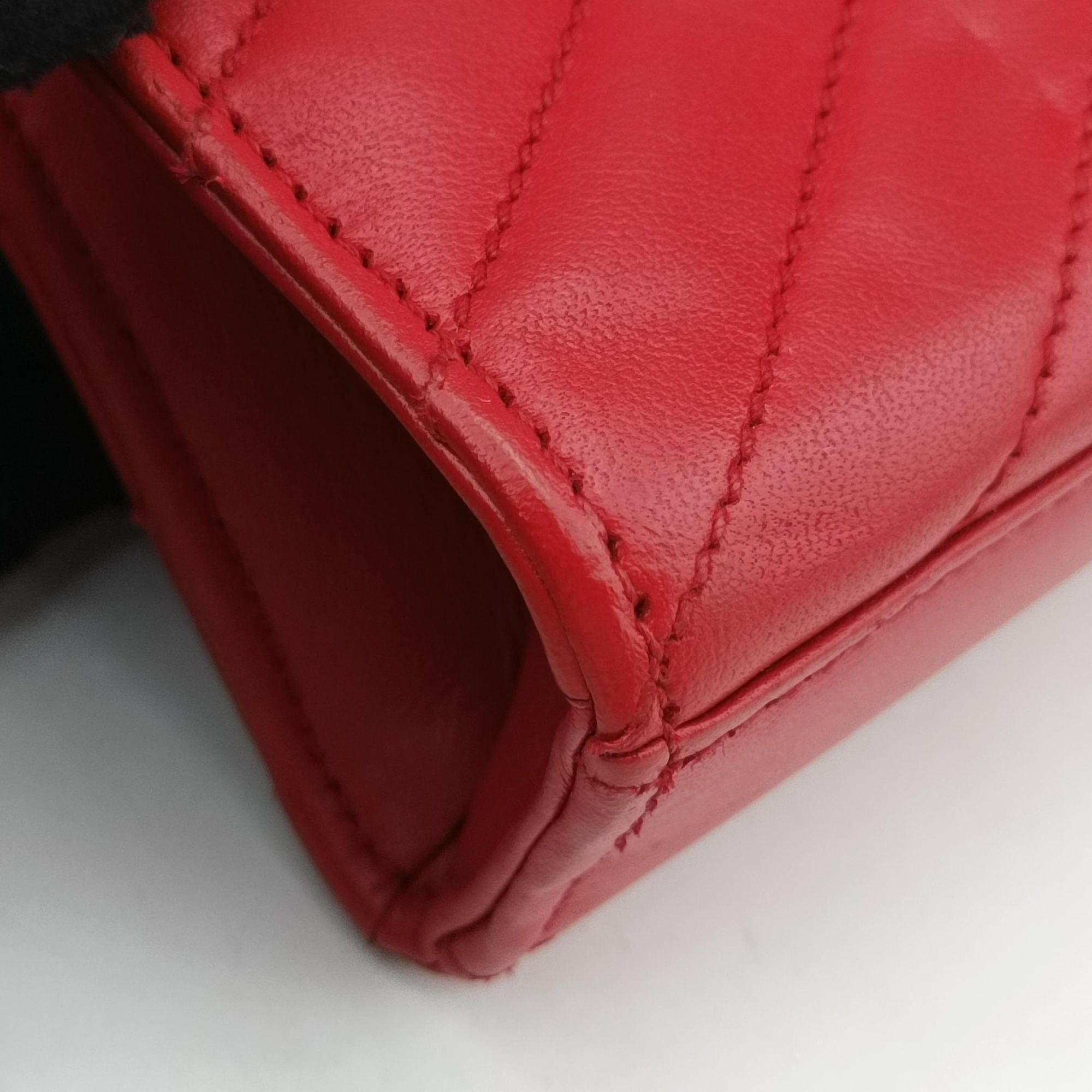 Pre-owned Yves Saint Laurent Monogram Envelope Red Leather 381668 shoulderbag | stylenewstar