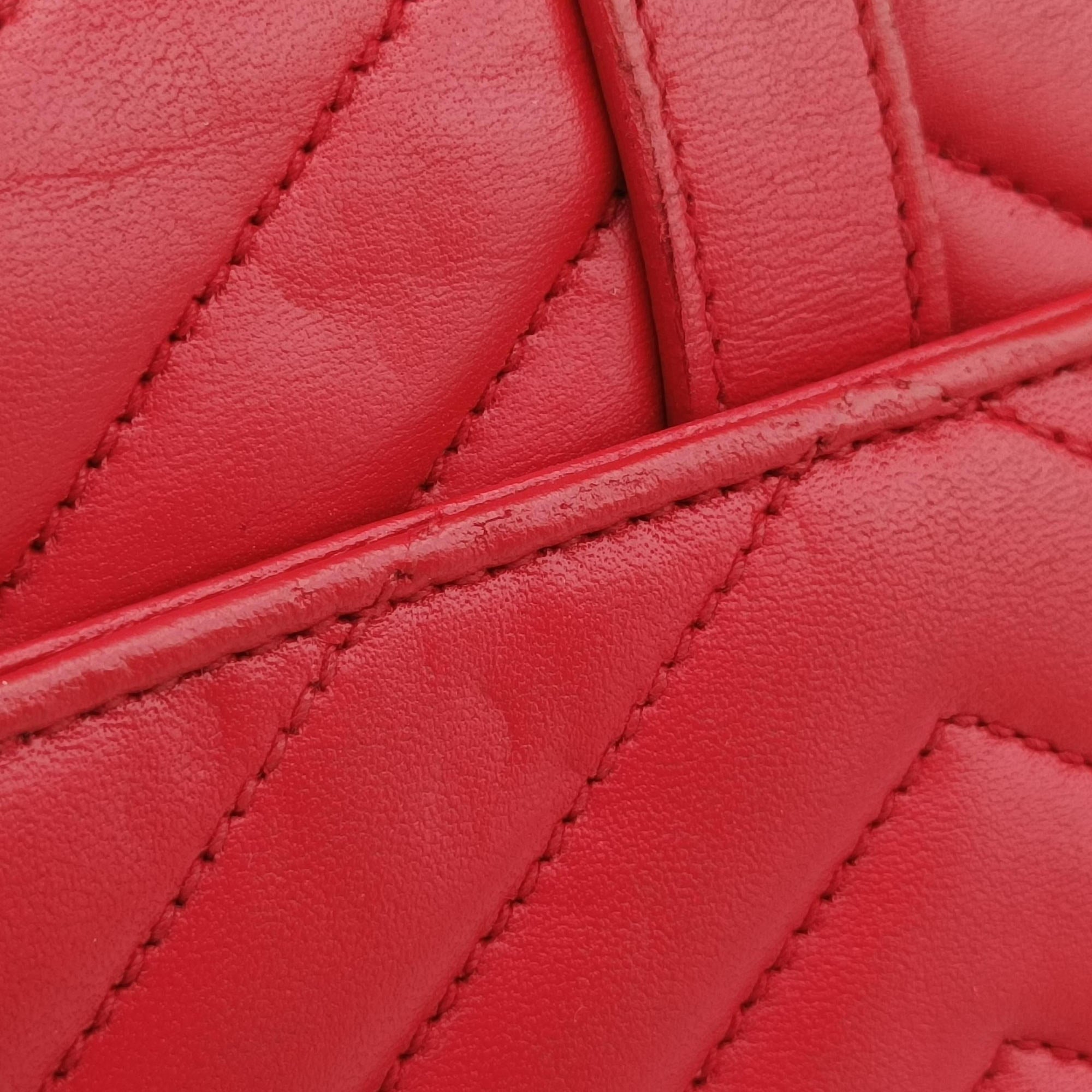 Pre-owned Yves Saint Laurent Monogram Envelope Red Leather 381668 shoulderbag | stylenewstar