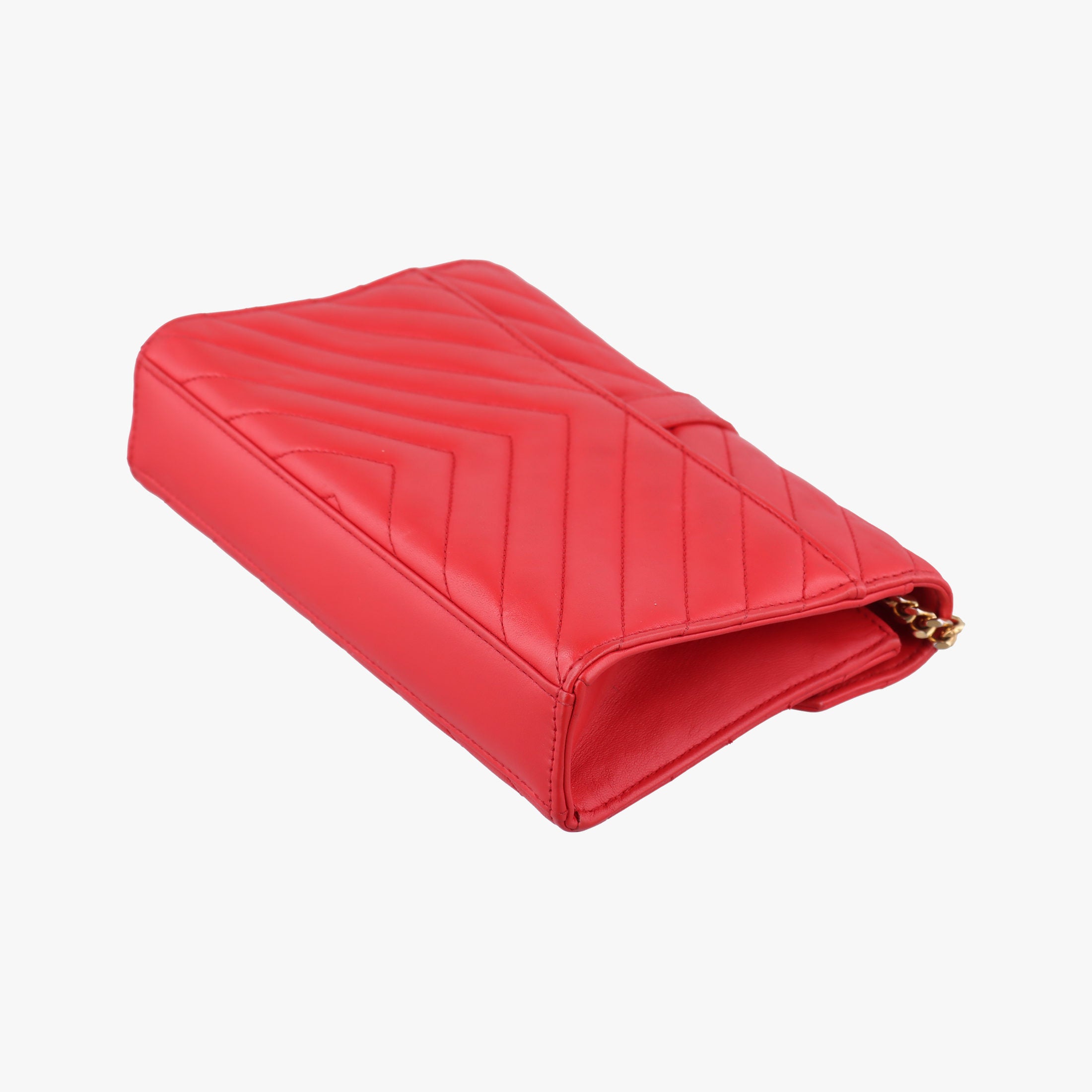 Pre-owned Yves Saint Laurent Monogram Envelope Red Leather 381668 shoulderbag | stylenewstar