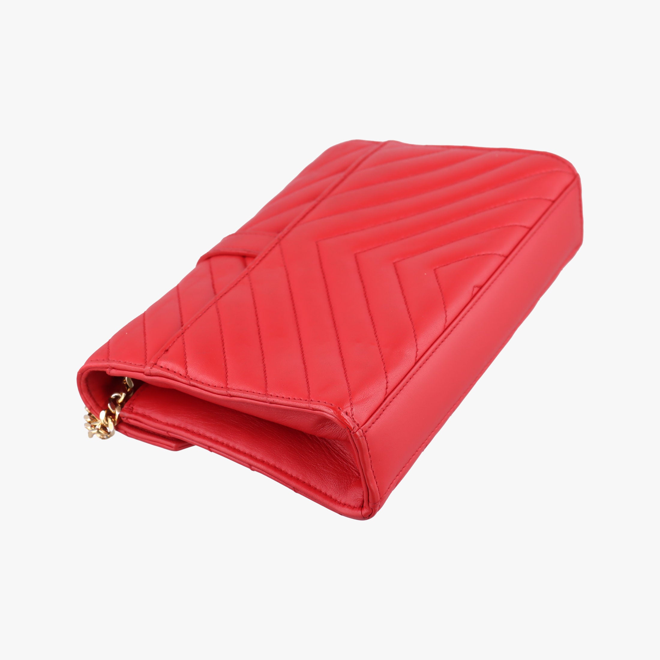 Pre-owned Yves Saint Laurent Monogram Envelope Red Leather 381668 shoulderbag | stylenewstar
