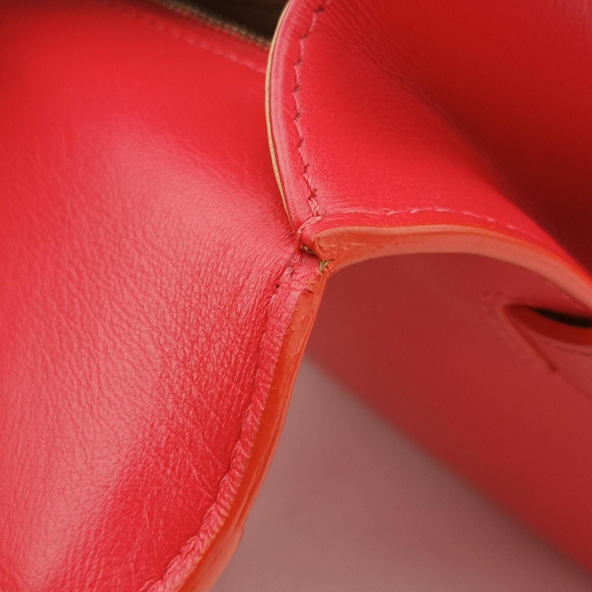 Pre-owned Delvaux Tan pete Red Leather  shoulderbag | stylenewstar