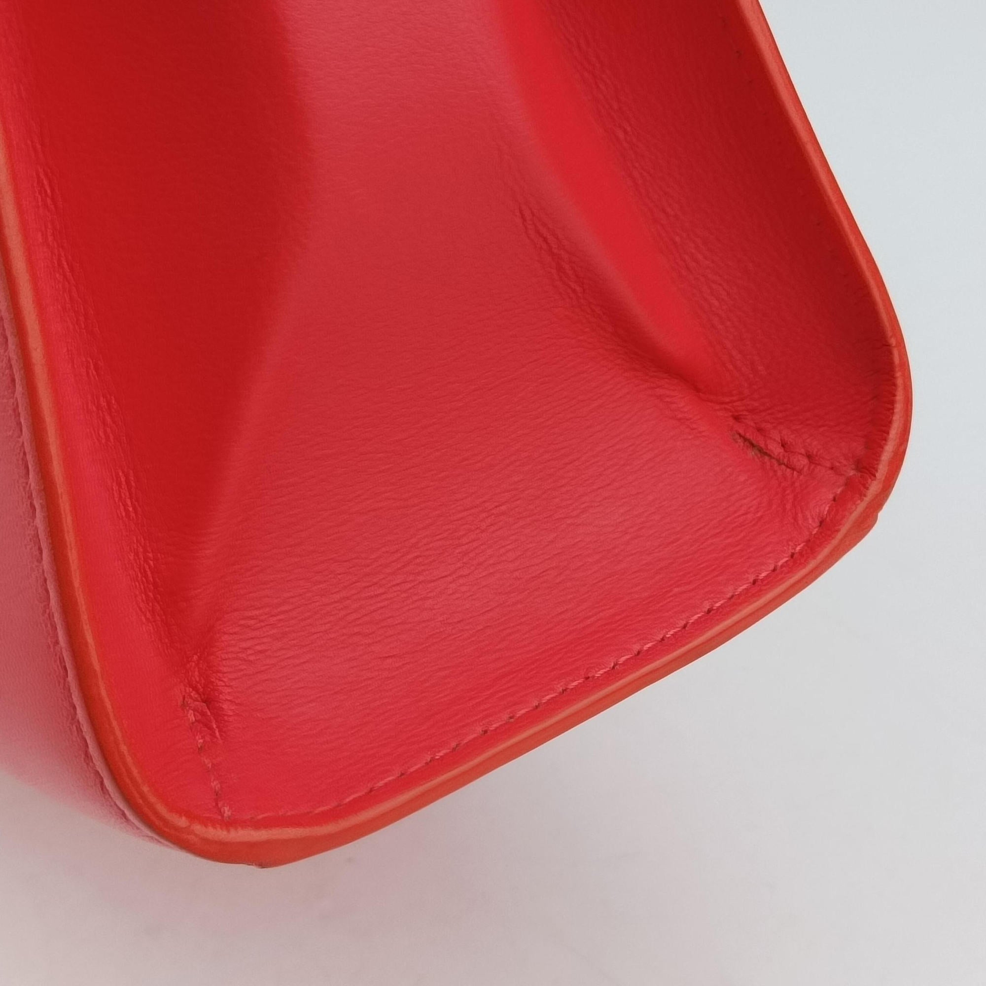 Pre-owned Delvaux Tan pete Red Leather  shoulderbag | stylenewstar