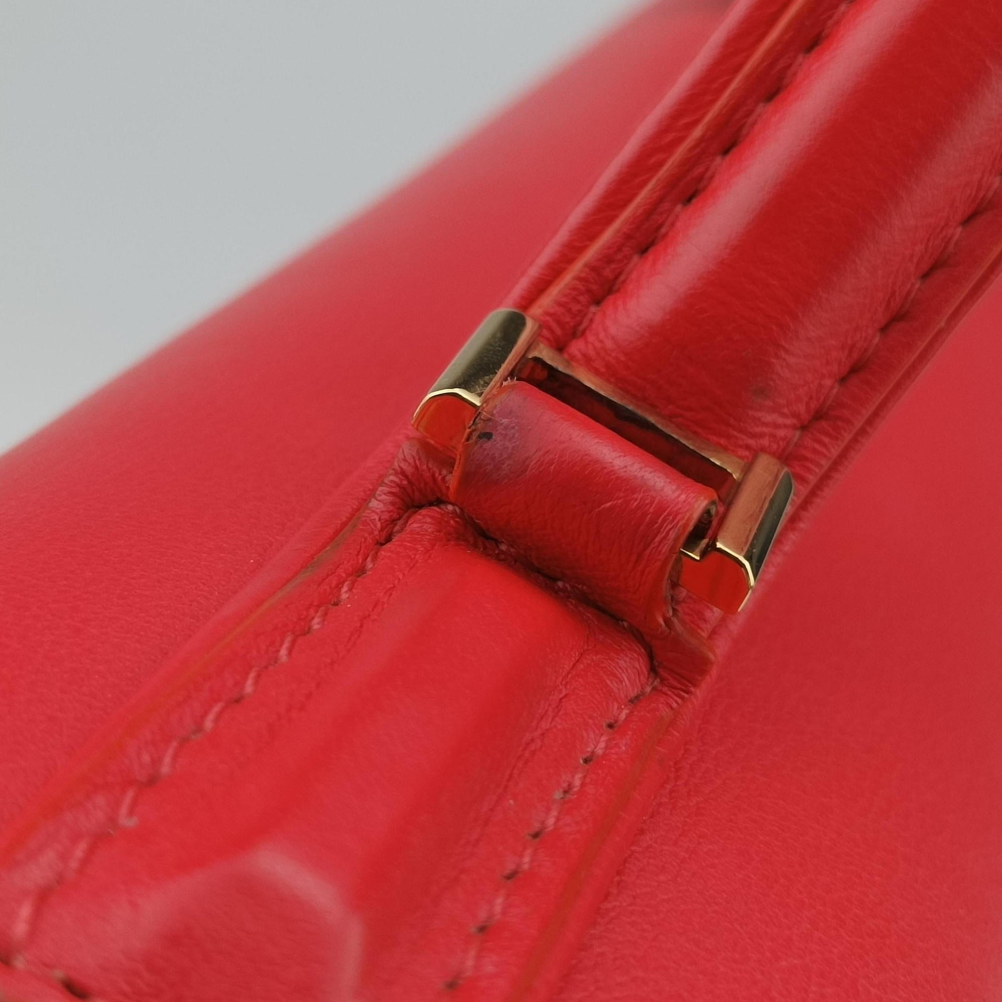 Pre-owned Delvaux Tan pete Red Leather  shoulderbag | stylenewstar