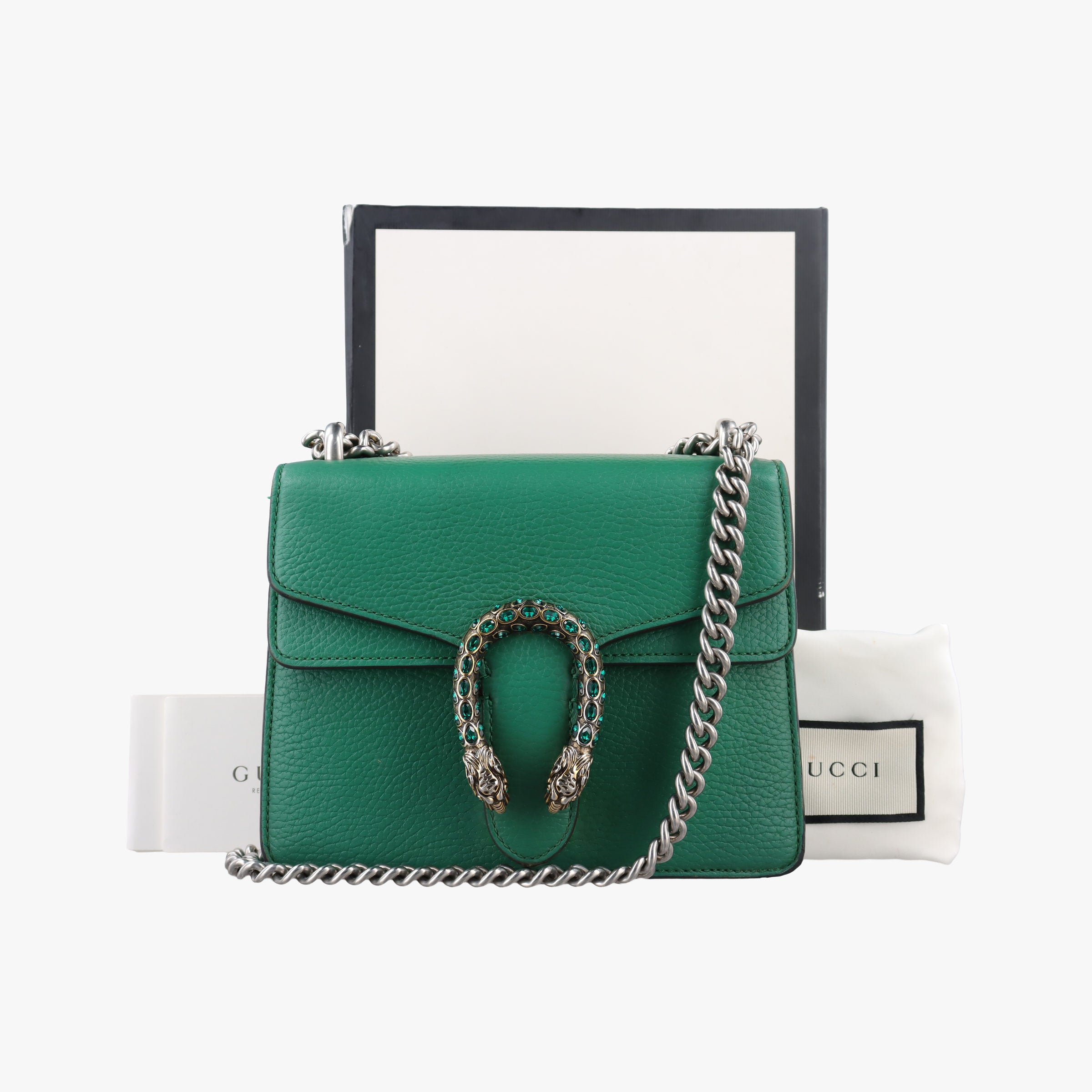 Pre-owned Gucci Dionysus Green Leather 421970 shoulderbag | stylenewstar