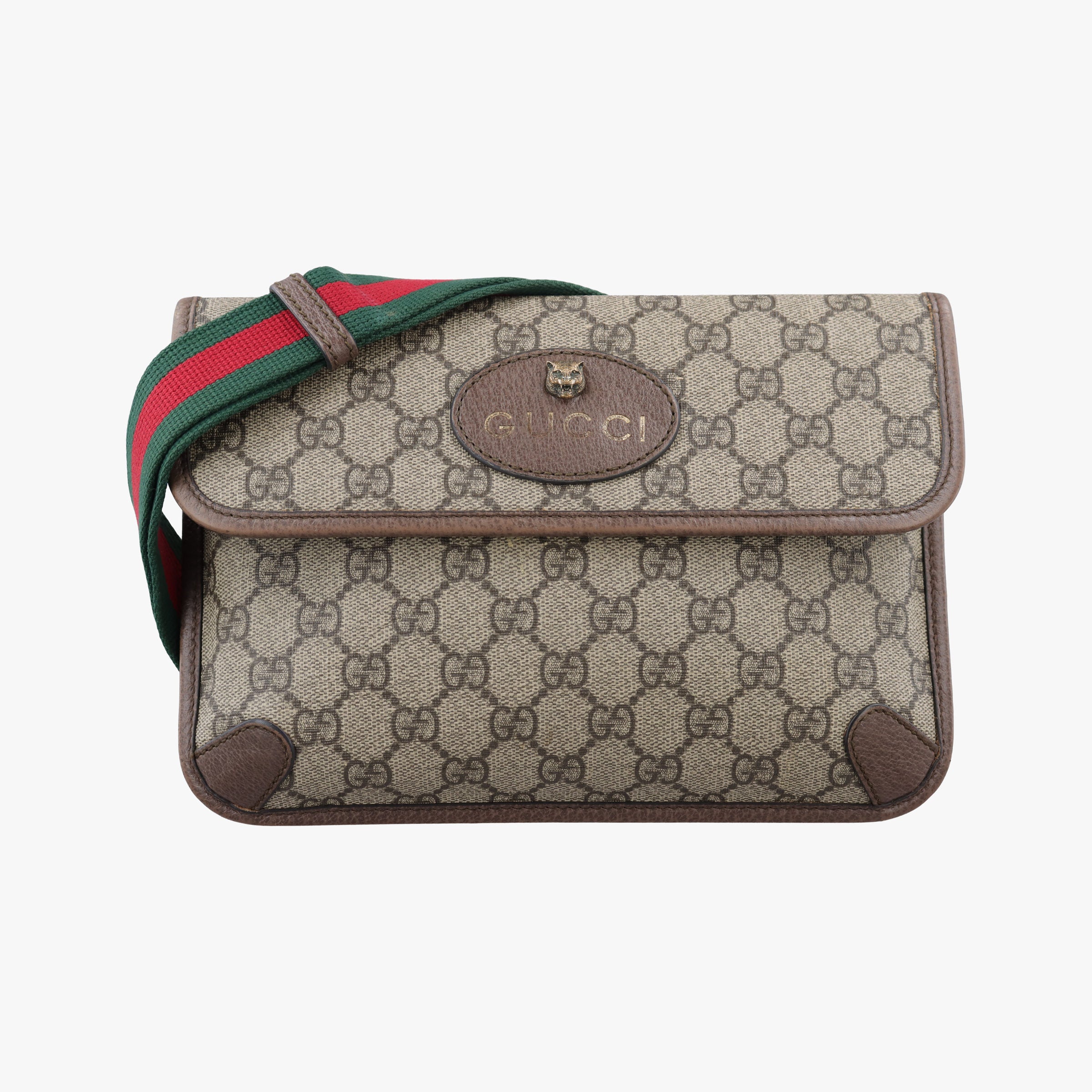 Secondhand Gucci NEO VINTAGE GG Supreme Brown PVC coated canvas×Leather 493930 bum bag/waist bag | stylenewstar