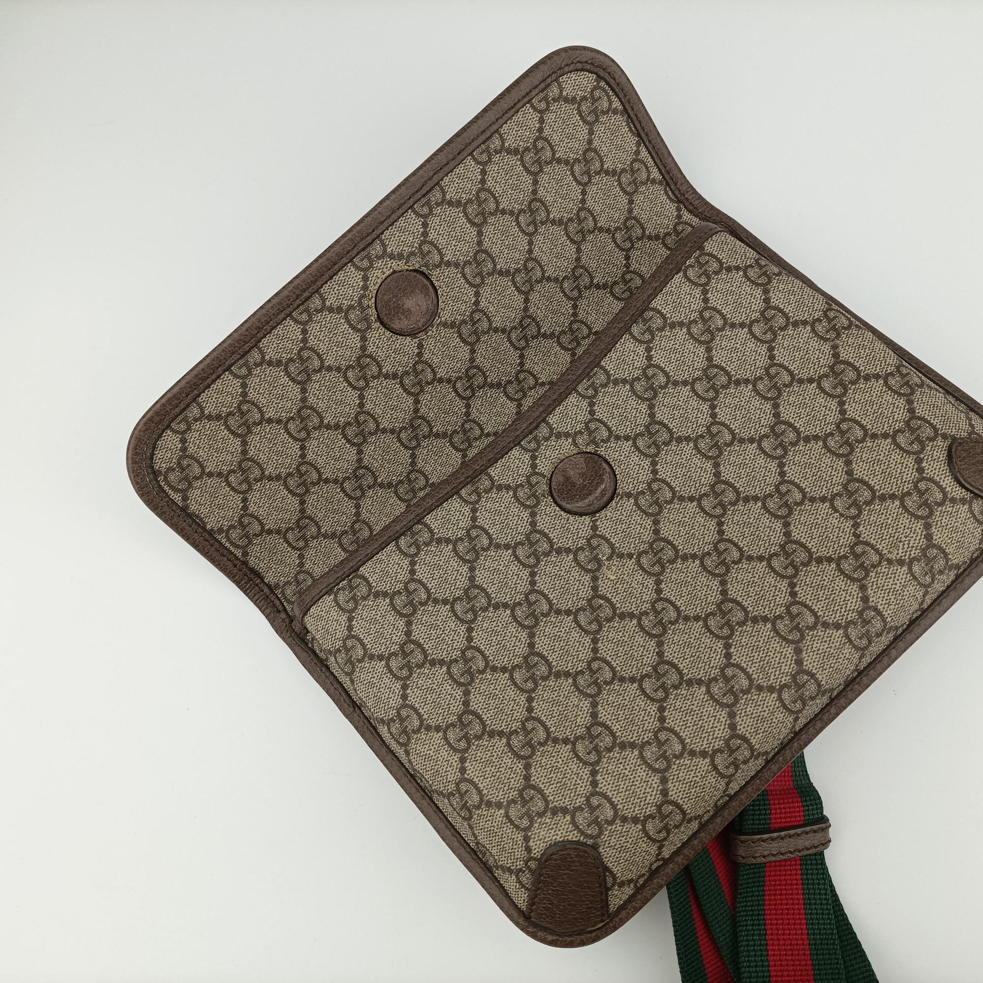 Secondhand Gucci NEO VINTAGE GG Supreme Brown PVC coated canvas×Leather 493930 bum bag/waist bag | stylenewstar