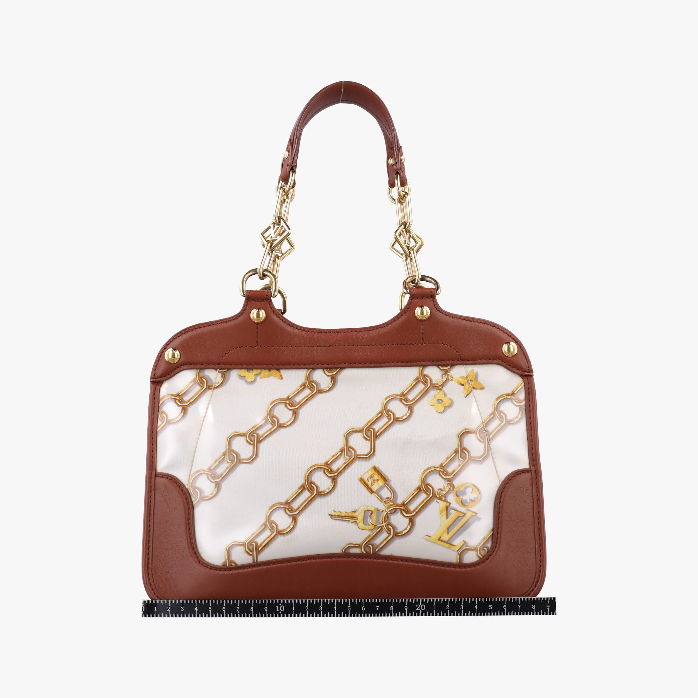 Pre-owned Louis Vuitton Monogram Charm Cabas White x Brown x Multicolor Vinyl x Leather M95157 shoulderbag | stylenewstar
