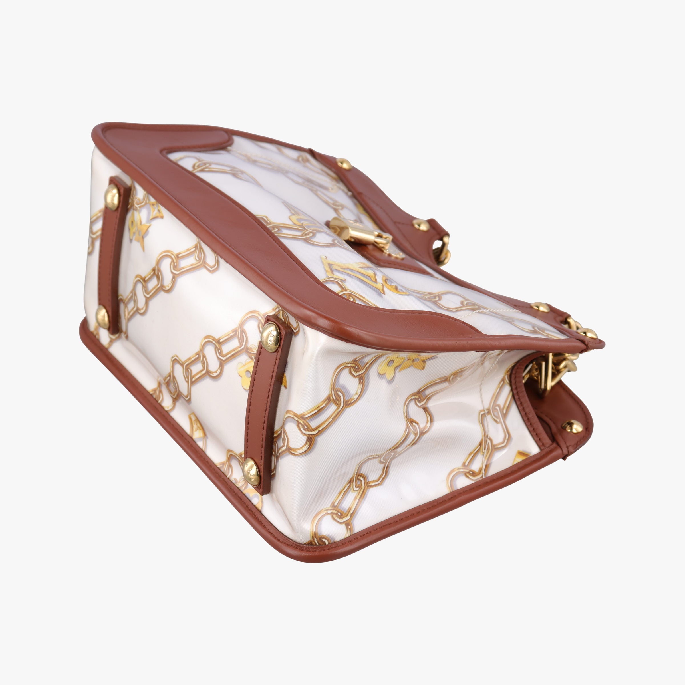 Pre-owned Louis Vuitton Monogram Charm Cabas White x Brown x Multicolor Vinyl x Leather M95157 shoulderbag | stylenewstar