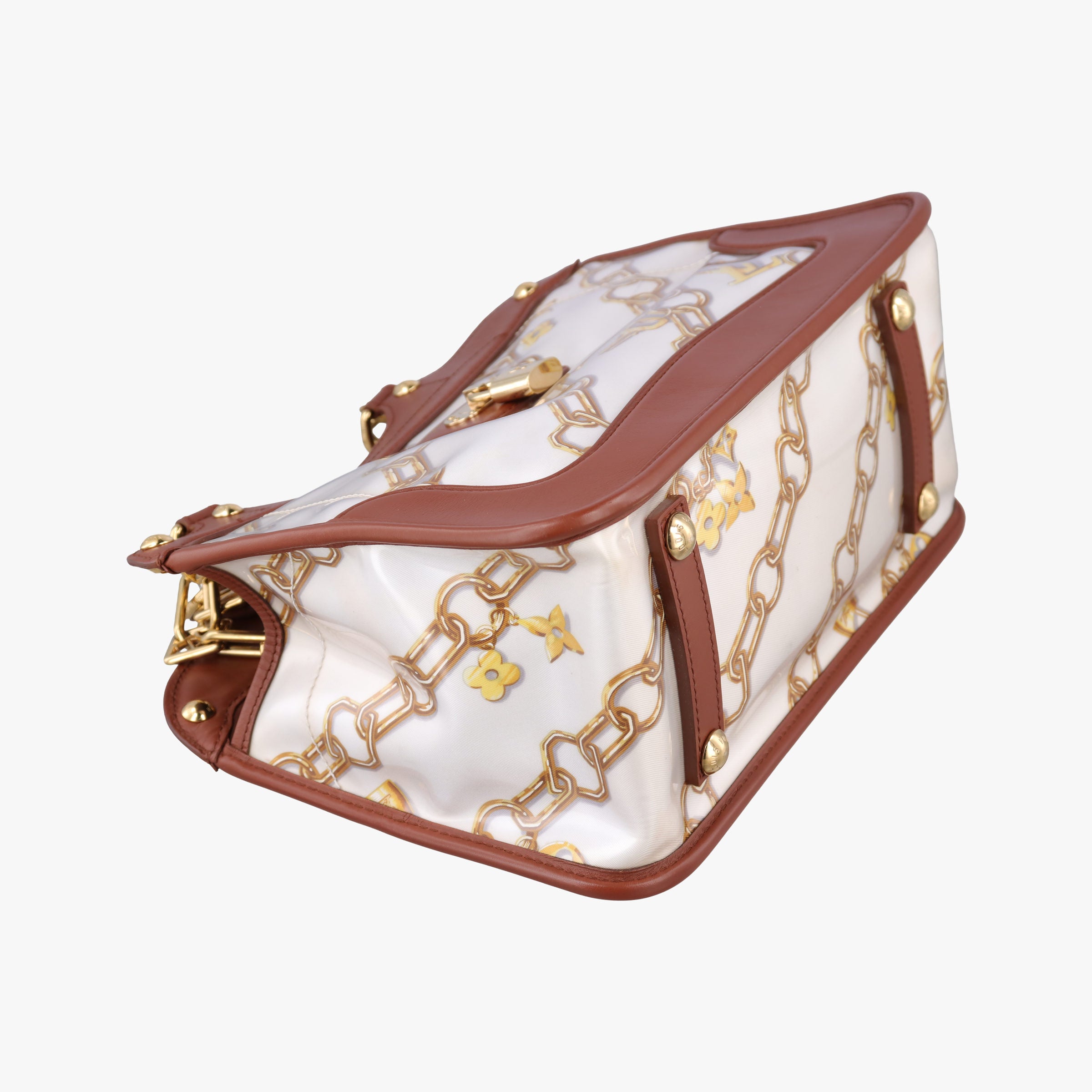 Pre-owned Louis Vuitton Monogram Charm Cabas White x Brown x Multicolor Vinyl x Leather M95157 shoulderbag | stylenewstar