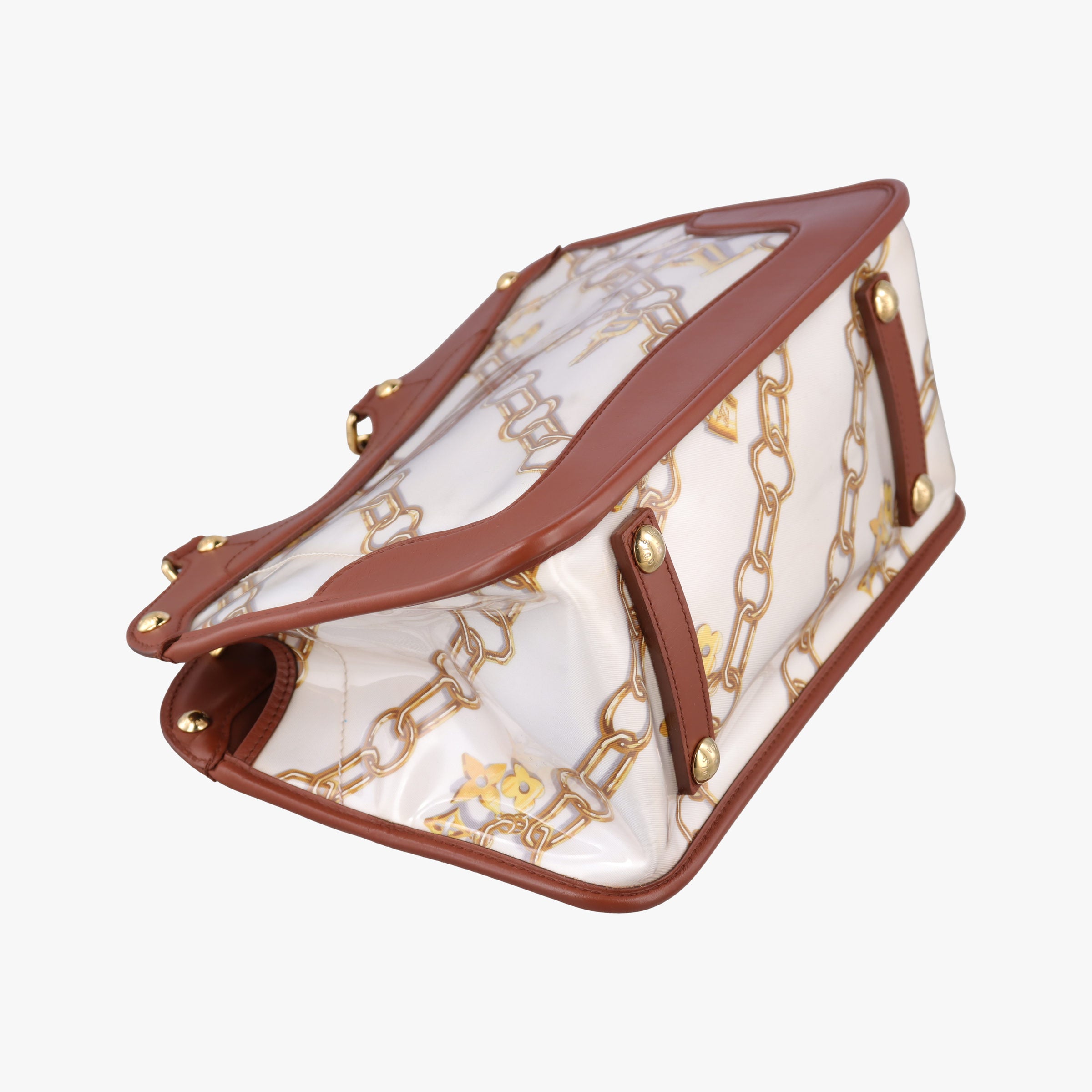 Pre-owned Louis Vuitton Monogram Charm Cabas White x Brown x Multicolor Vinyl x Leather M95157 shoulderbag | stylenewstar