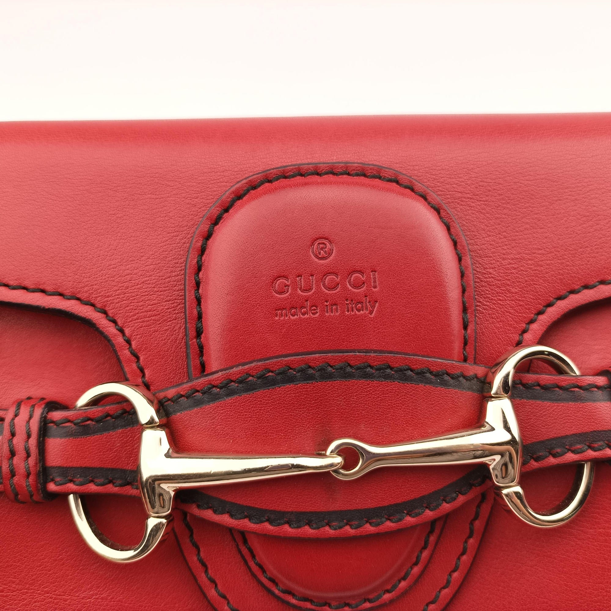 Pre-owned Gucci Emily Red Leather 283063 shoulderbag | stylenewstar