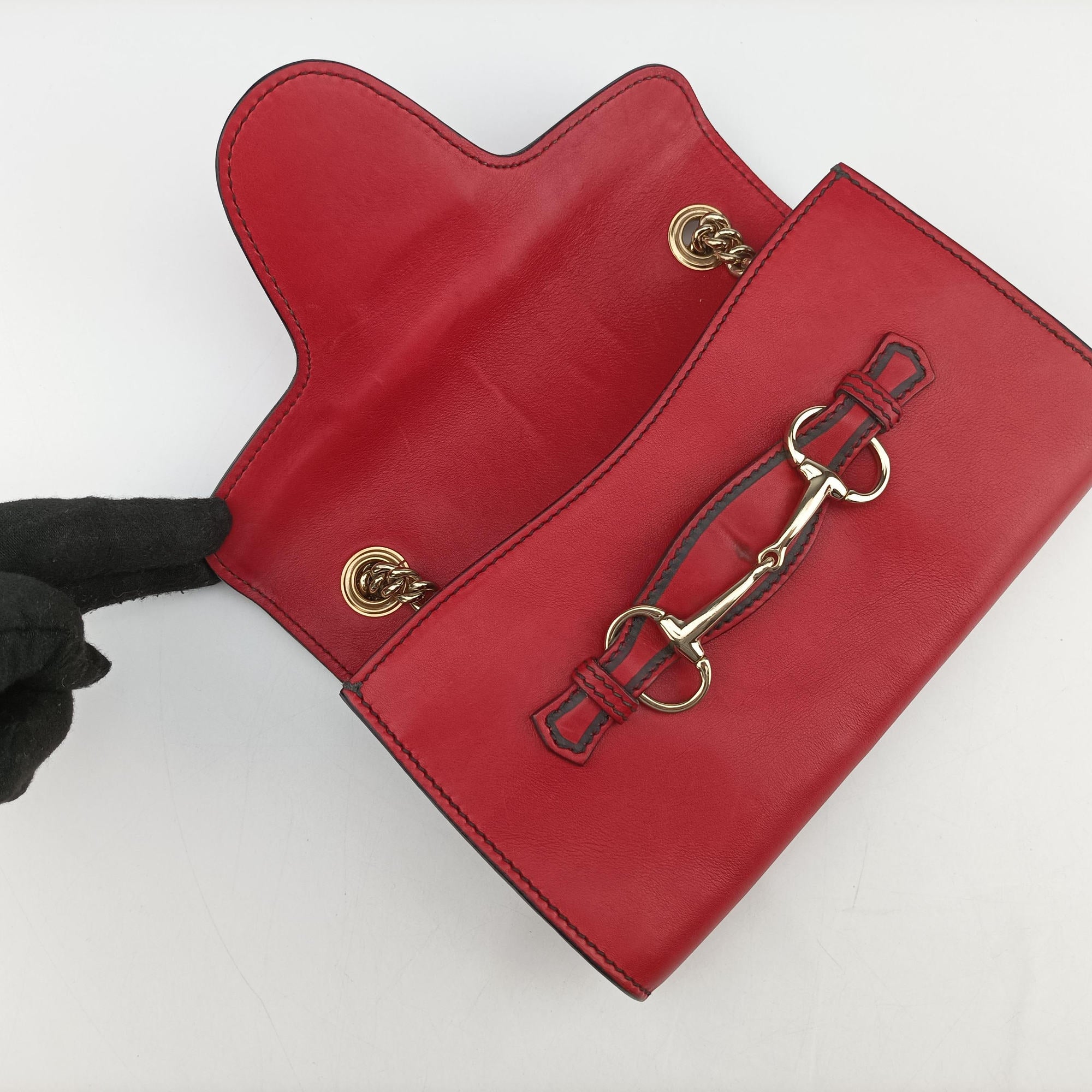 Pre-owned Gucci Emily Red Leather 283063 shoulderbag | stylenewstar