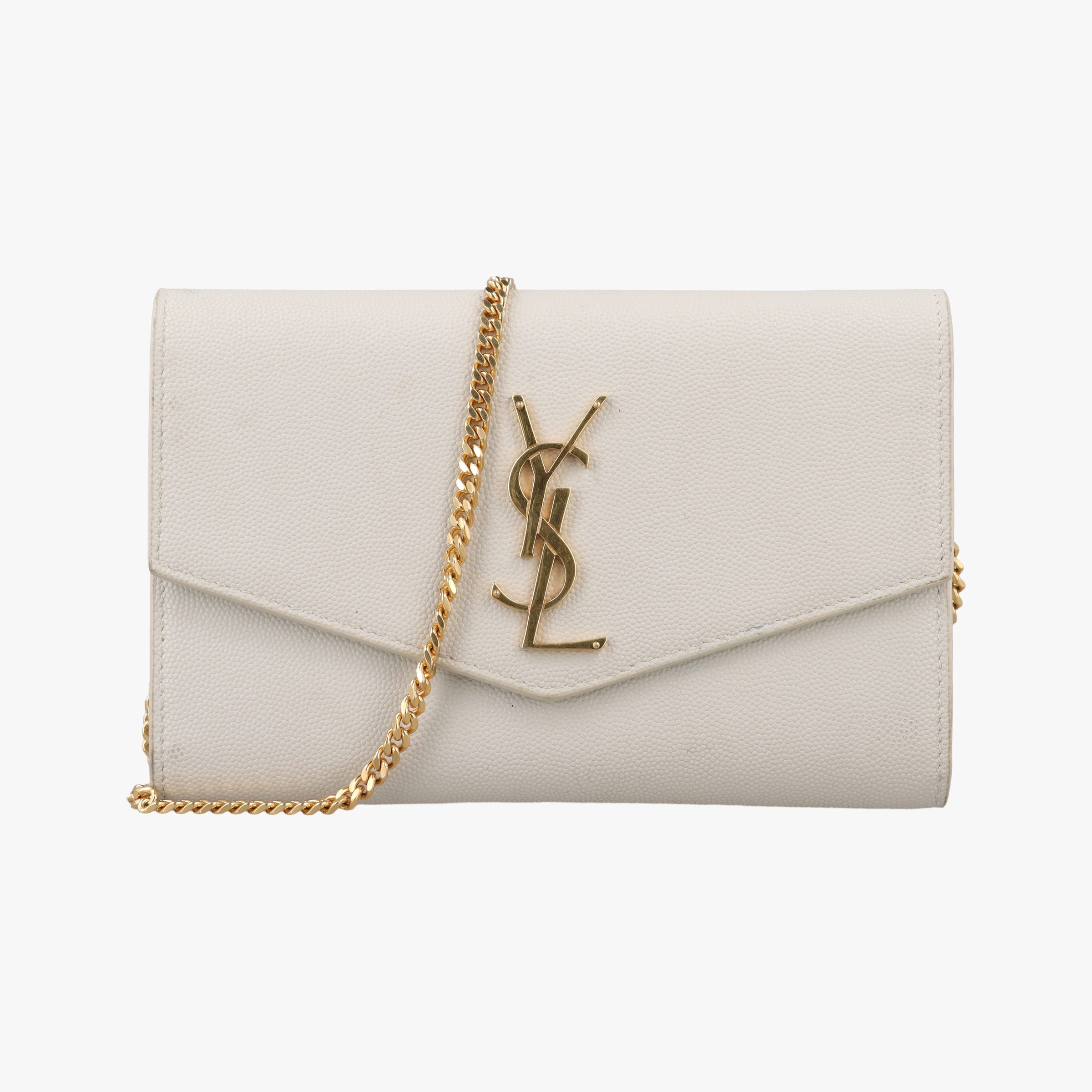 Pre-owned Yves Saint Laurent Uptown White Caviar Skin 607788 shoulderbag | stylenewstar