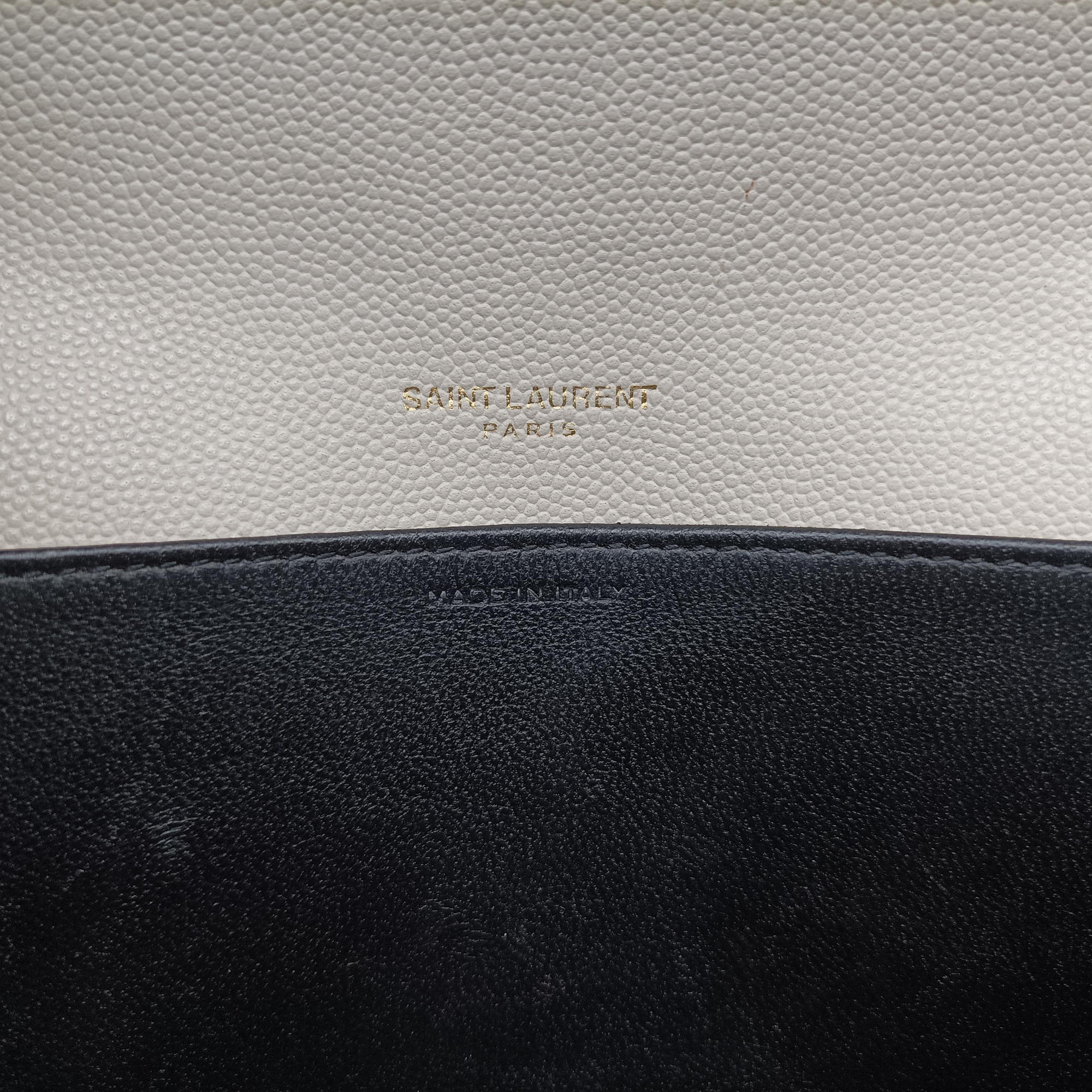 Pre-owned Yves Saint Laurent Uptown White Caviar Skin 607788 shoulderbag | stylenewstar
