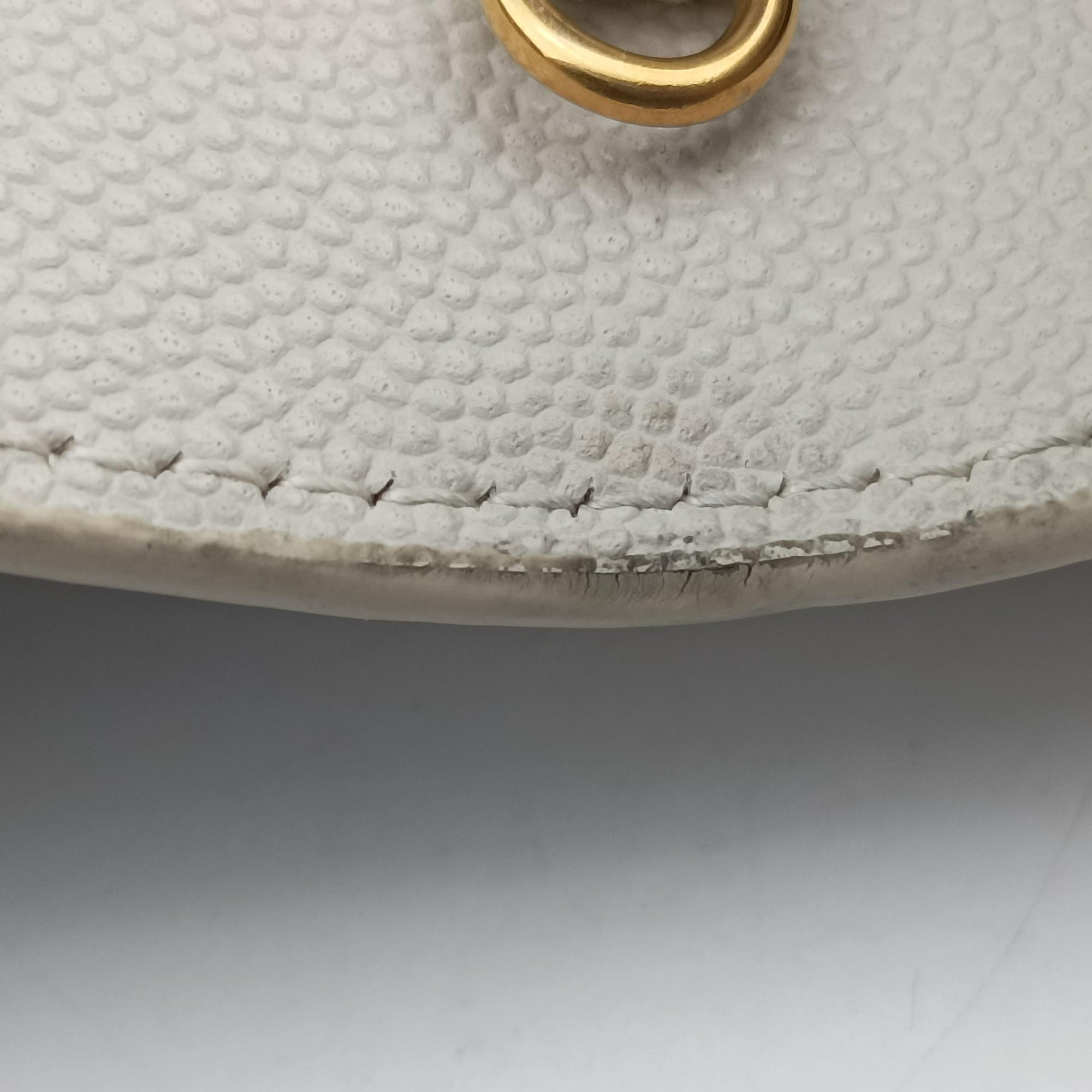Pre-owned Yves Saint Laurent Uptown White Caviar Skin 607788 shoulderbag | stylenewstar