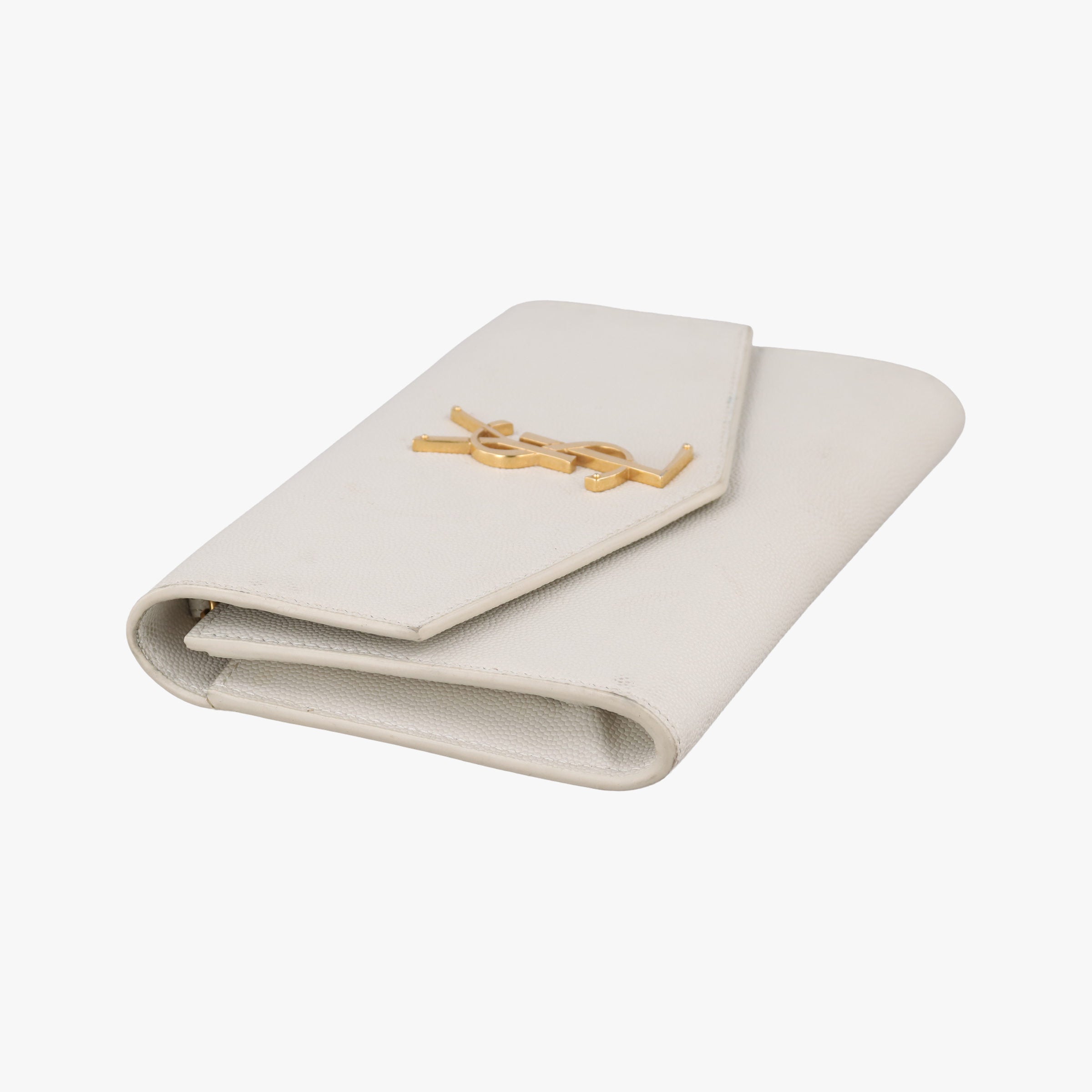 Pre-owned Yves Saint Laurent Uptown White Caviar Skin 607788 shoulderbag | stylenewstar