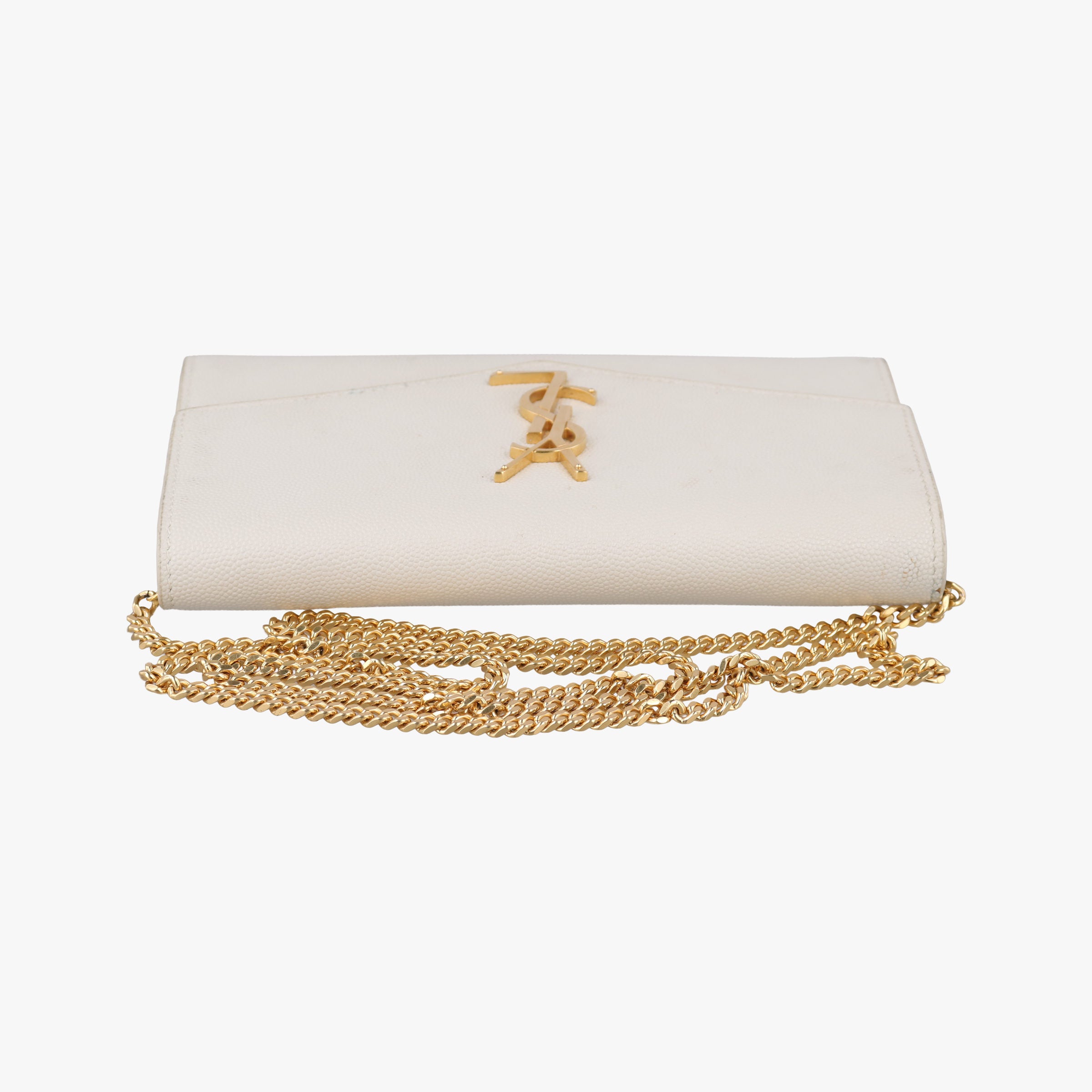 Pre-owned Yves Saint Laurent Uptown White Caviar Skin 607788 shoulderbag | stylenewstar