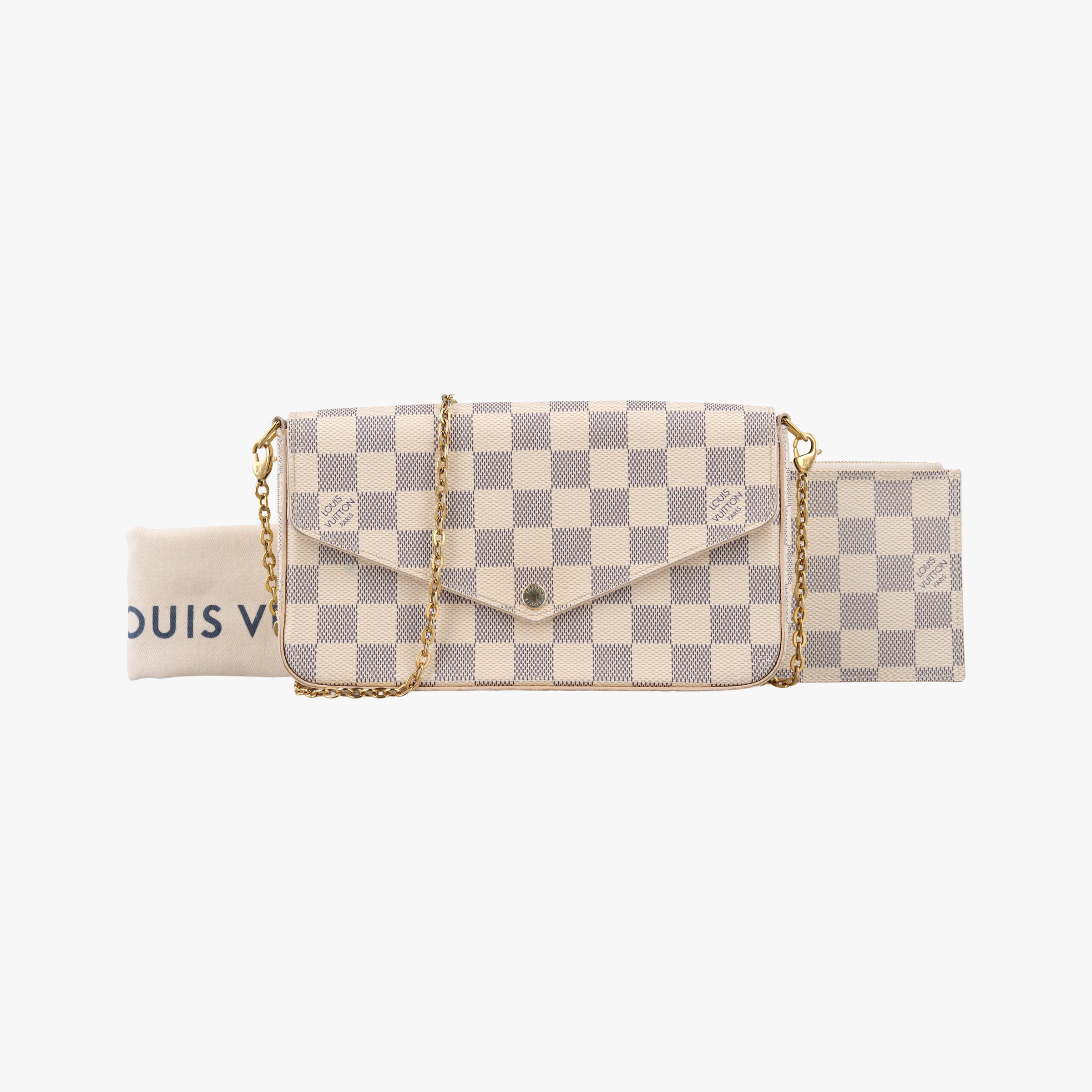 Secondhand Louis Vuitton Pochette FeLICIE Azur Damier Canvas N63106 shoulderbag | stylenewstar