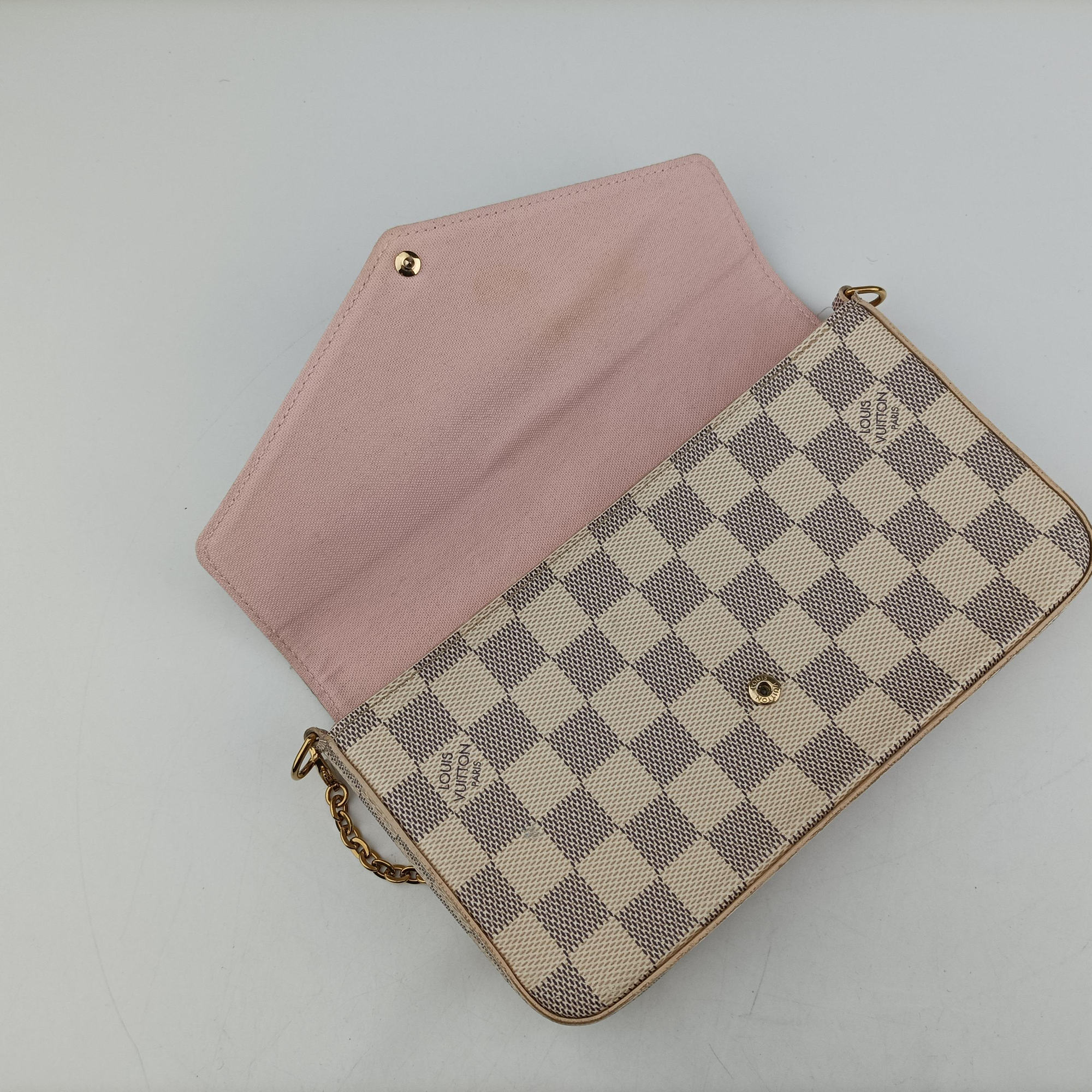 Secondhand Louis Vuitton Pochette FeLICIE Azur Damier Canvas N63106 shoulderbag | stylenewstar