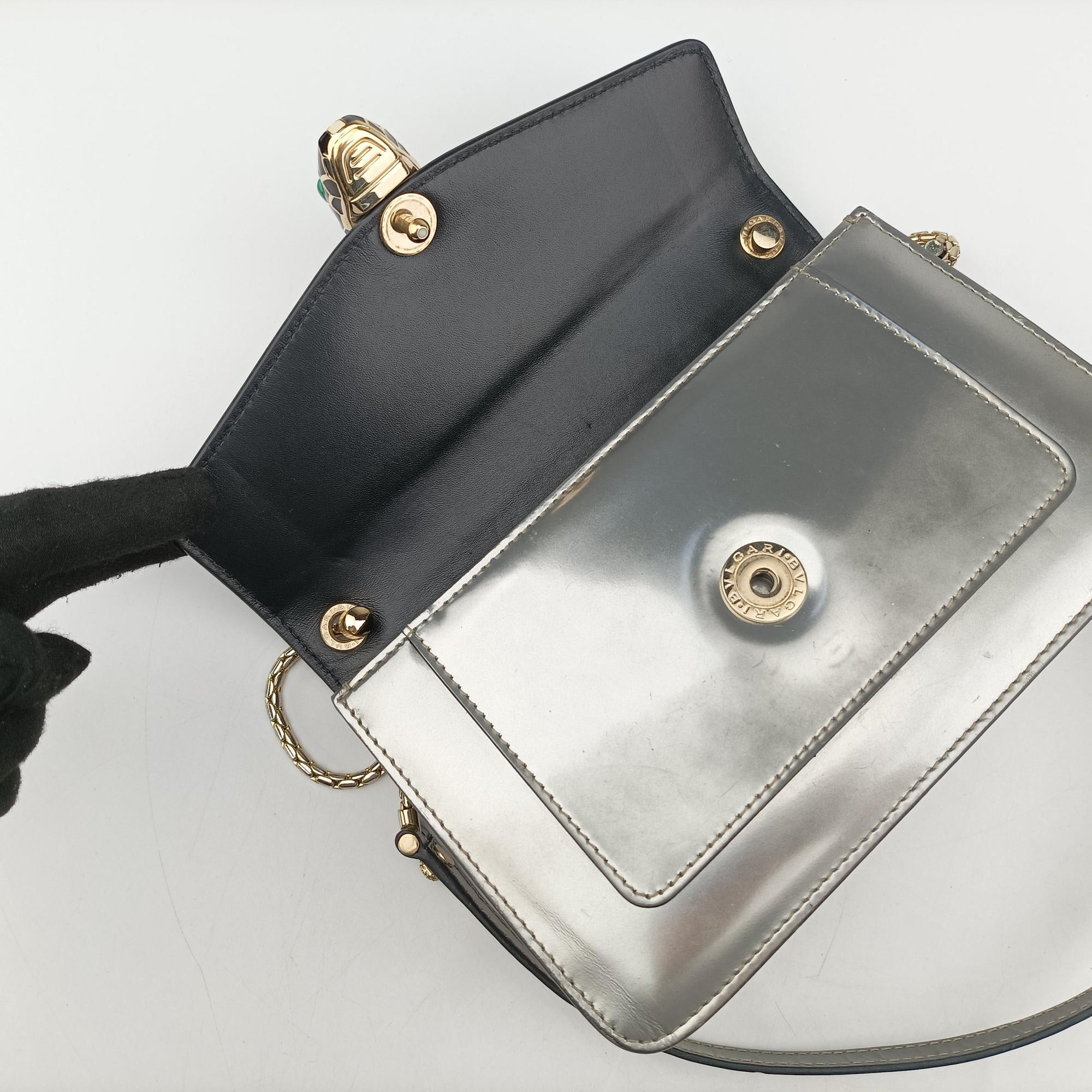 Pre-owned Bvlgari SERPENTI FOREVER Silver Enamel  shoulderbag | stylenewstar