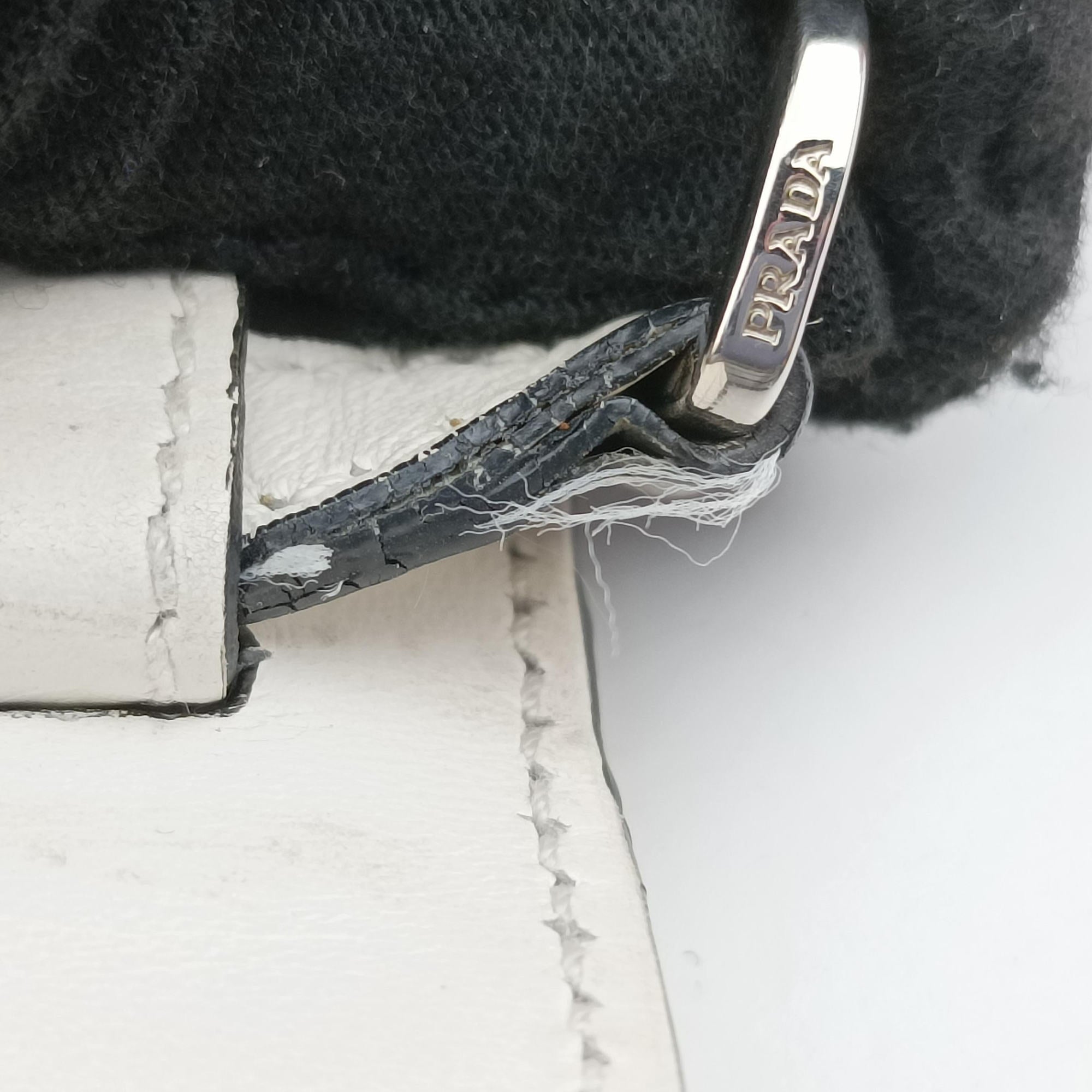 Pre-owned Prada Electra Studded White leather 1BD120 shoulderbag | stylenewstar