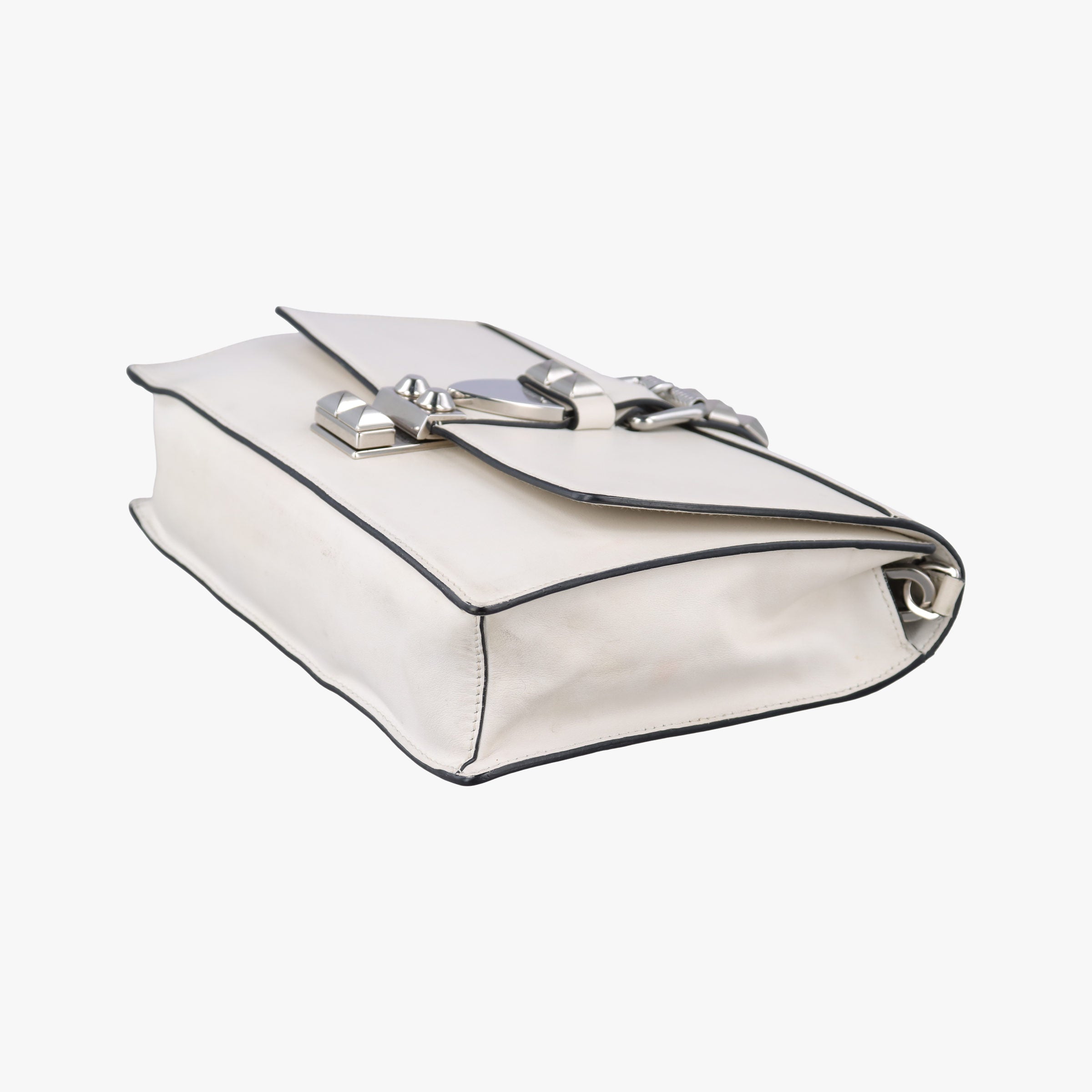 Pre-owned Prada Electra Studded White leather 1BD120 shoulderbag | stylenewstar