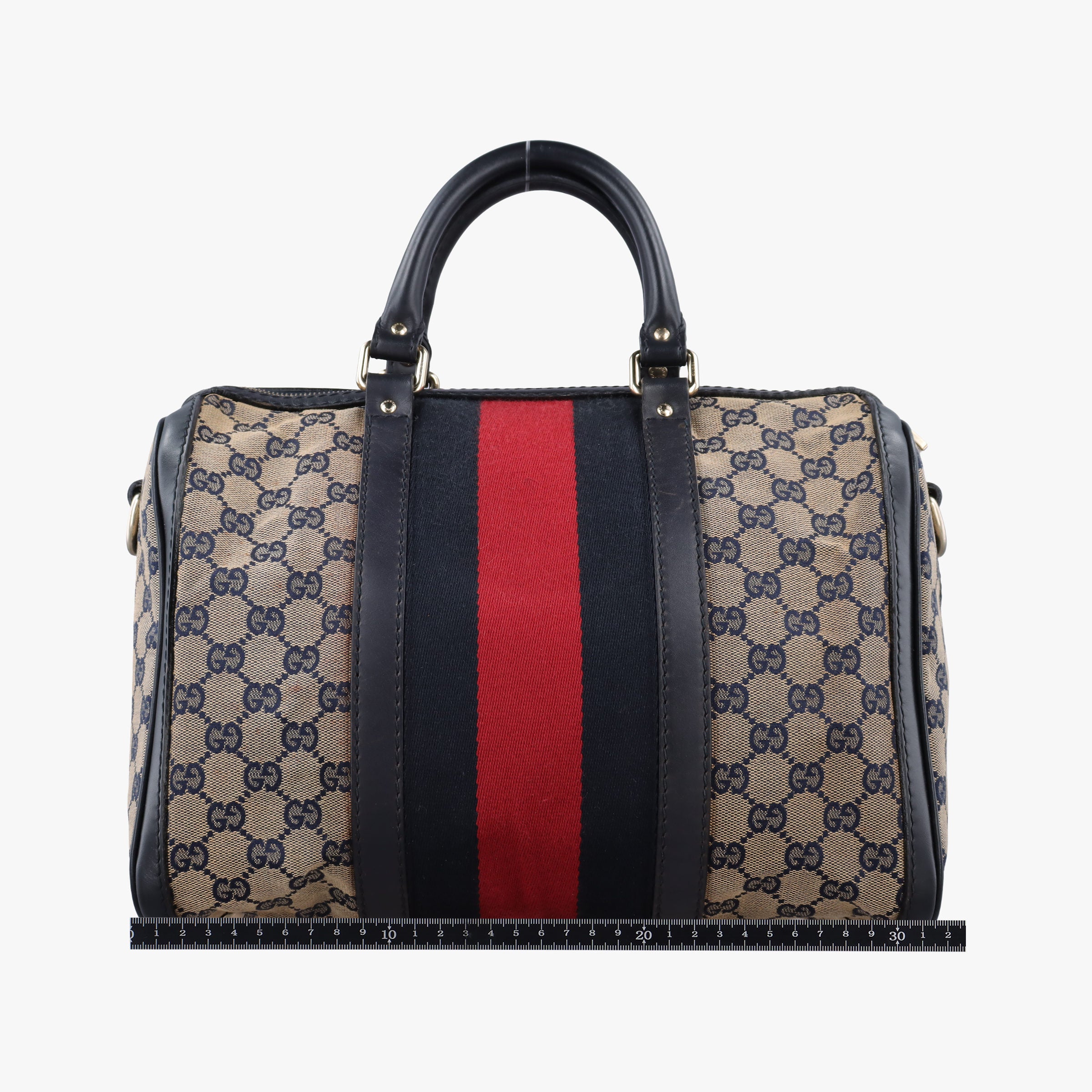 Vintage Gucci Sherry Line navy×red×beige canvas×leather 247205 shoulderbag | stylenewstar