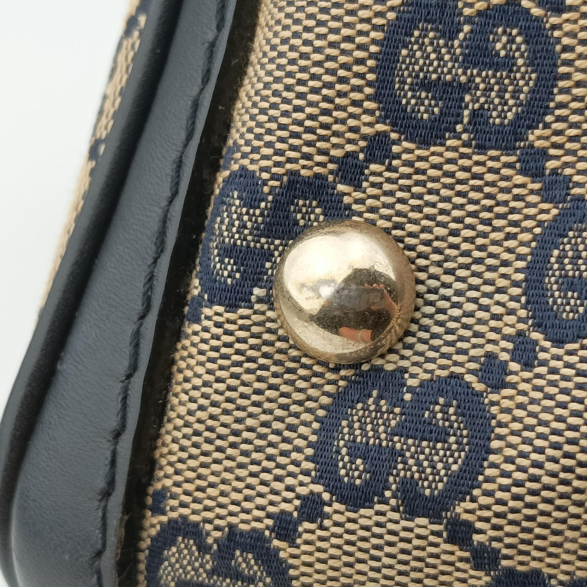 Vintage Gucci Sherry Line navy×red×beige canvas×leather 247205 shoulderbag | stylenewstar
