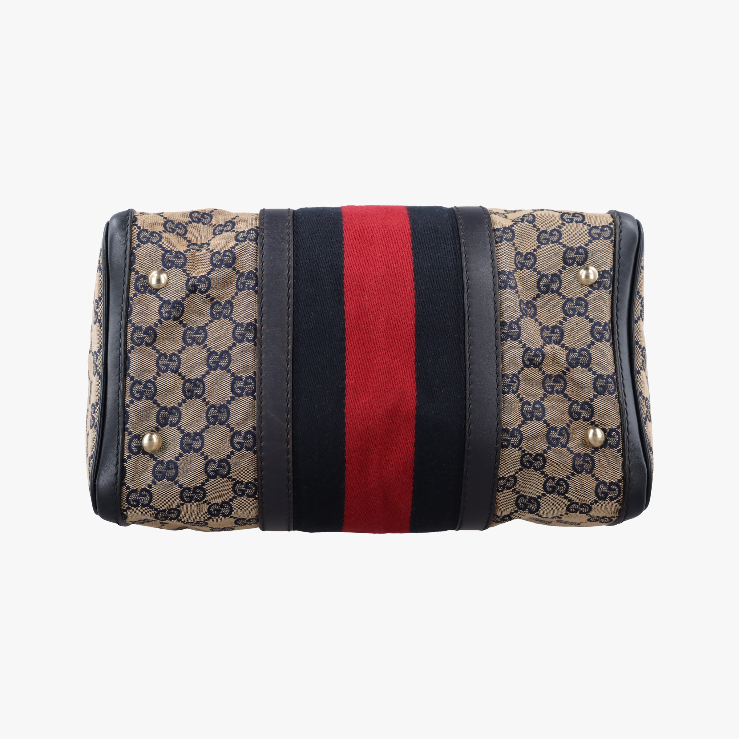 Vintage Gucci Sherry Line navy×red×beige canvas×leather 247205 shoulderbag | stylenewstar