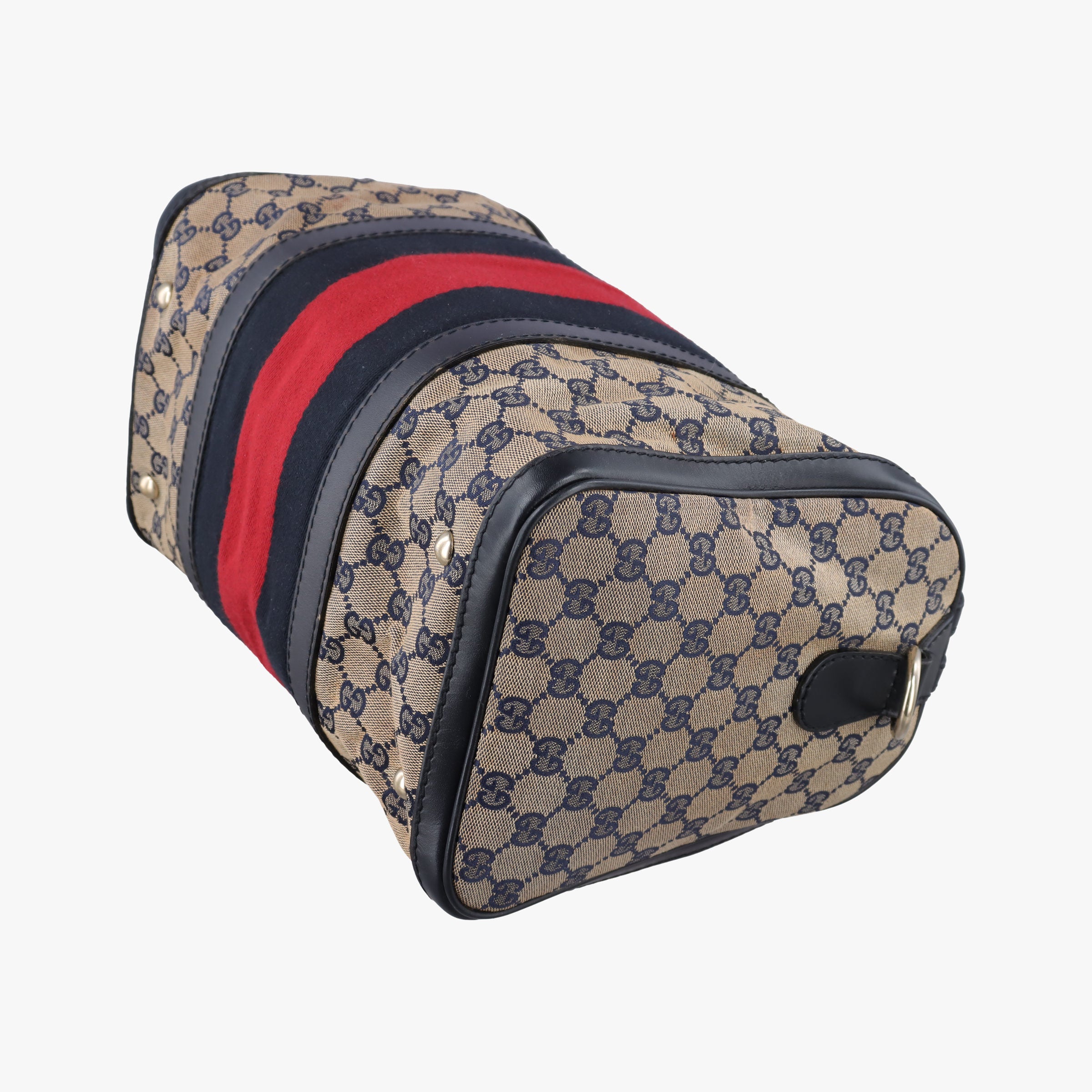 Vintage Gucci Sherry Line navy×red×beige canvas×leather 247205 shoulderbag | stylenewstar