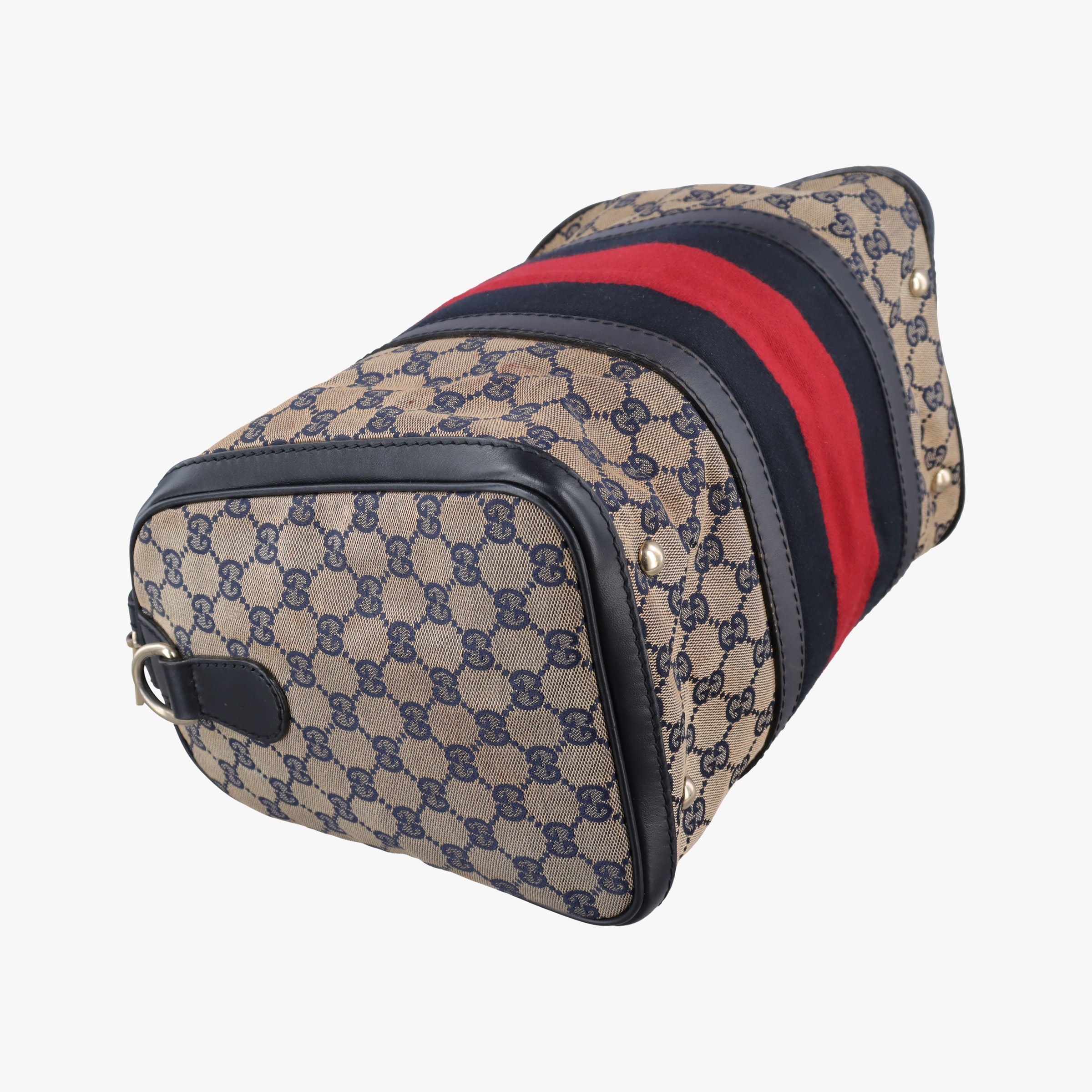 Vintage Gucci Sherry Line navy×red×beige canvas×leather 247205 shoulderbag | stylenewstar