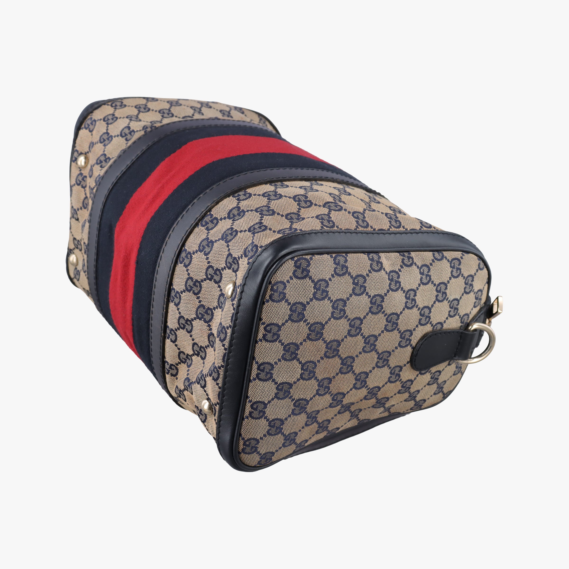 Vintage Gucci Sherry Line navy×red×beige canvas×leather 247205 shoulderbag | stylenewstar